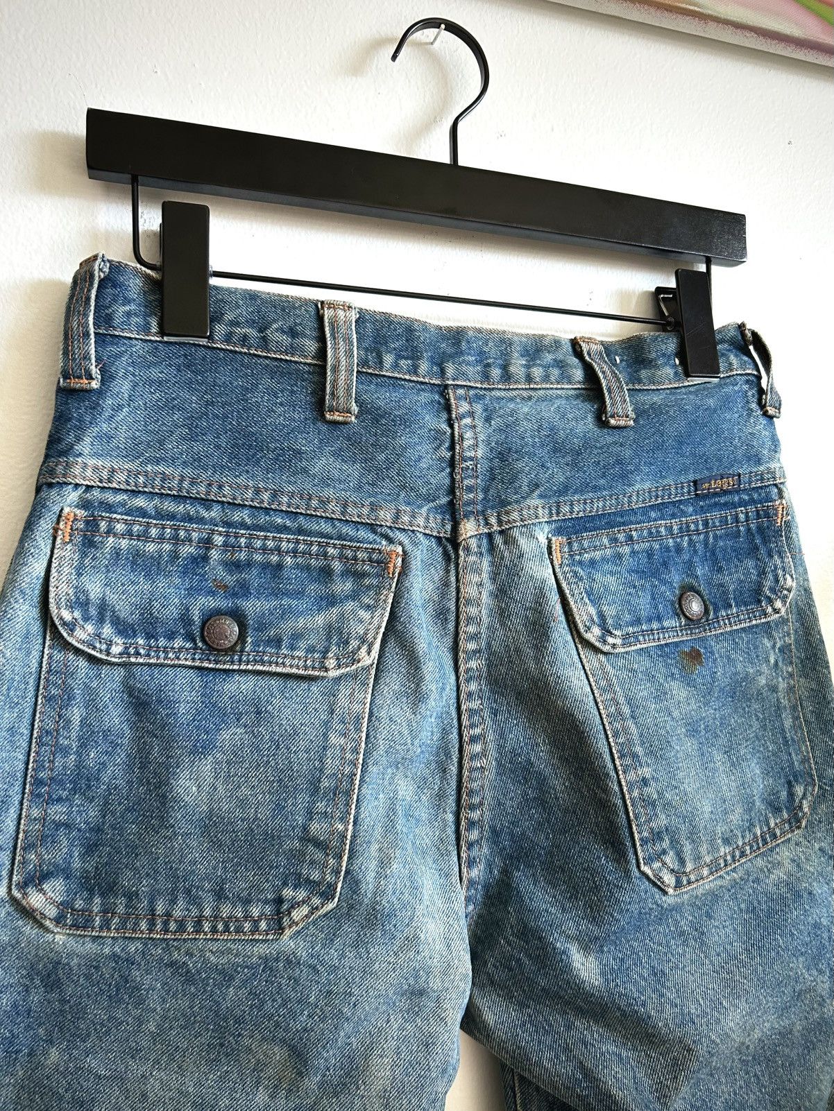 Vintage Vintage 1970s Mr Leggs Distressed Women’s Denim Flare Jeans Size 28" / US 6 / IT 42 - 4 Thumbnail