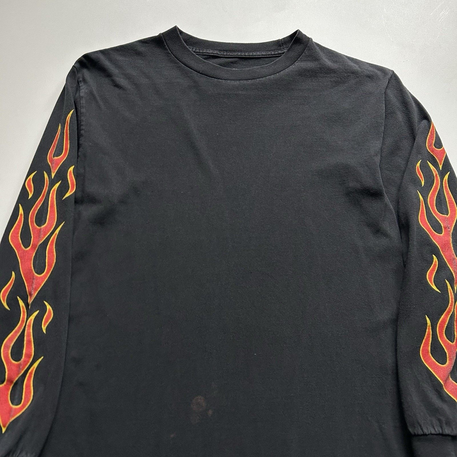 Vintage Vintage Y2K Long Sleeve Shirt Flames Fire Faded Black Small Size US S / EU 44-46 / 1 - 2 Thumbnail