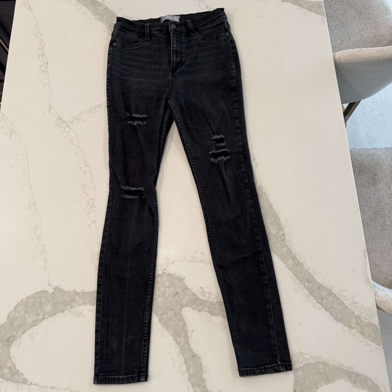 Free People Free People Distressed High Rise Black Denim Jeans Womens 29 Size 29" - 1 Thumbnail