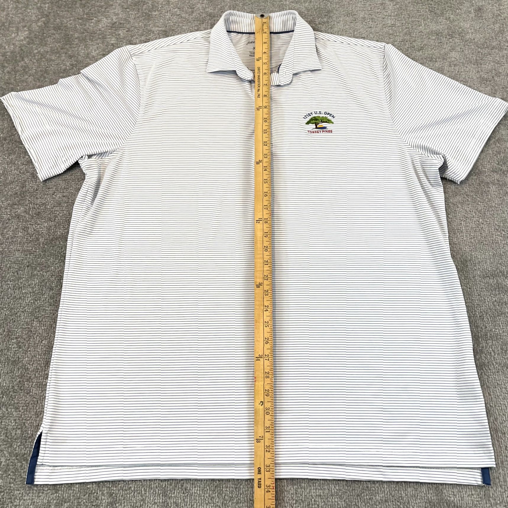 johnnie-O JOHNNIE-O Polo Shirt Mens XL White Blue Striped TORREY PINES 121st US Open Golf Size US XL / EU 56 / 4 - 4 Thumbnail