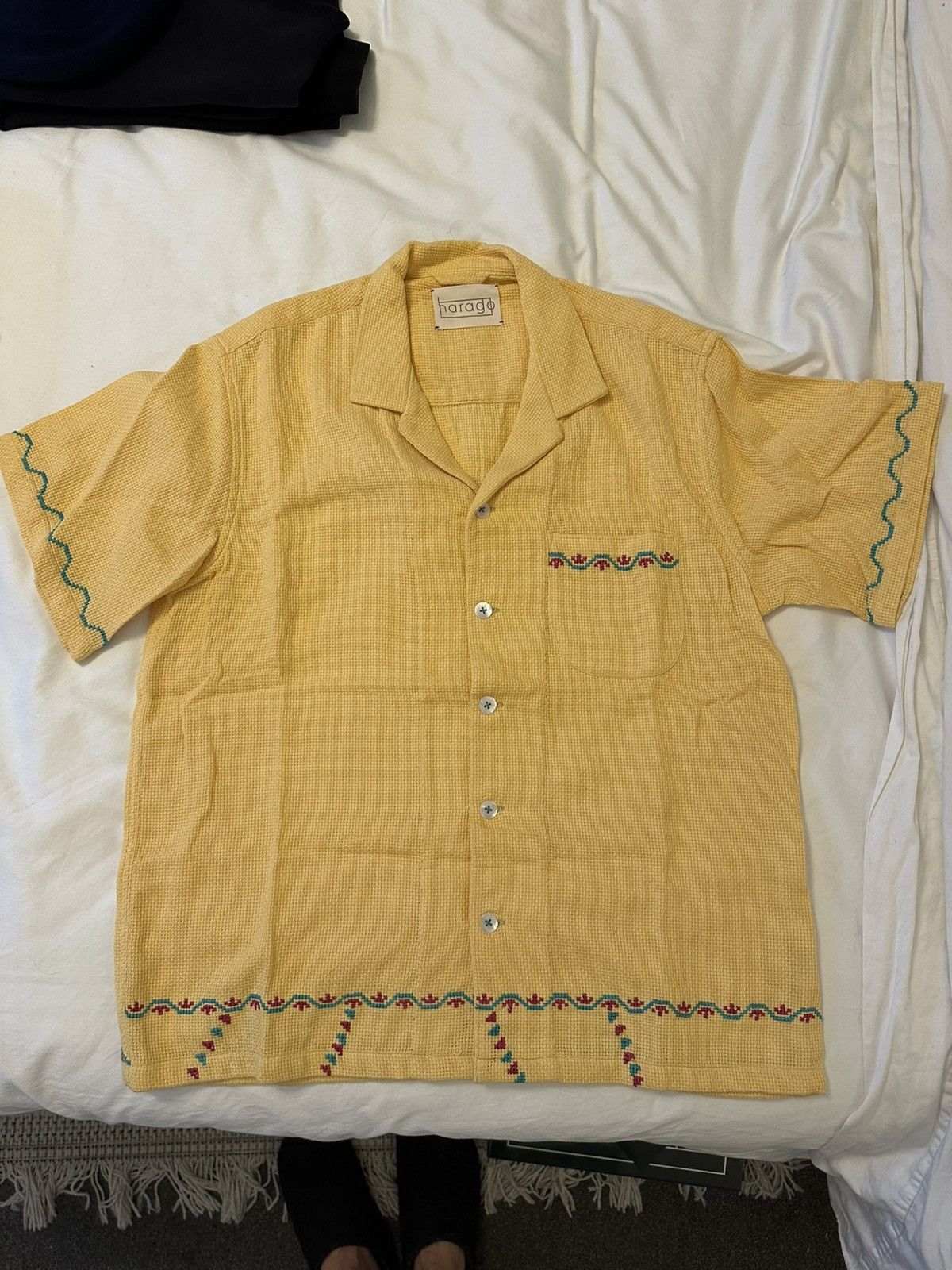 HARAGO Cross-stitched cotton short-sleeved shirt Size US M / EU 48-50 / 2 - 1 Thumbnail