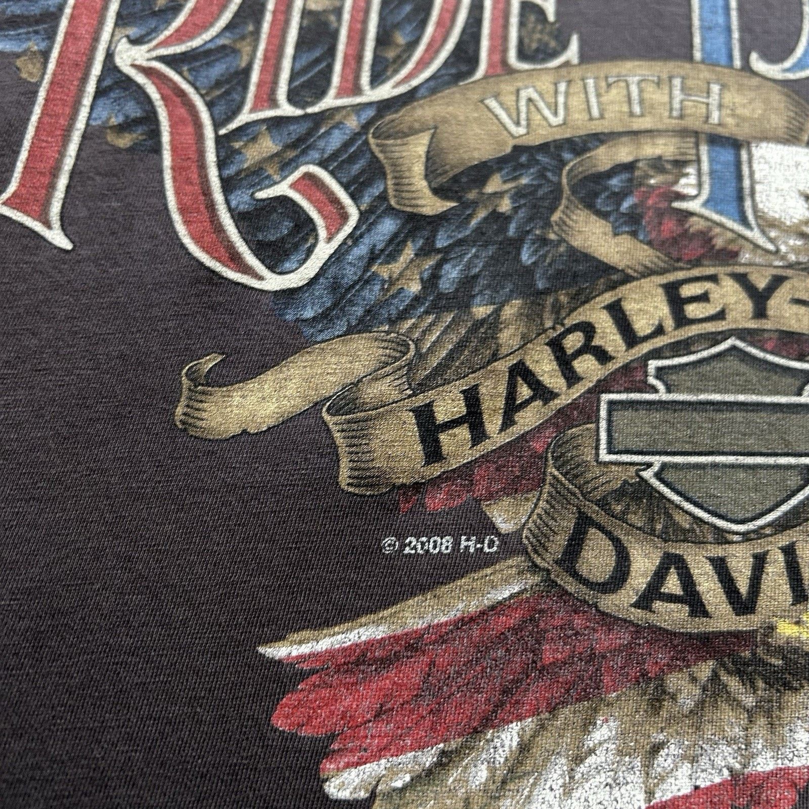 Harley Davidson × Vintage Vintage Harley Davidson Shirt Large Faded Black Eagle Rare Size US L / EU 52-54 / 3 - 7 Thumbnail