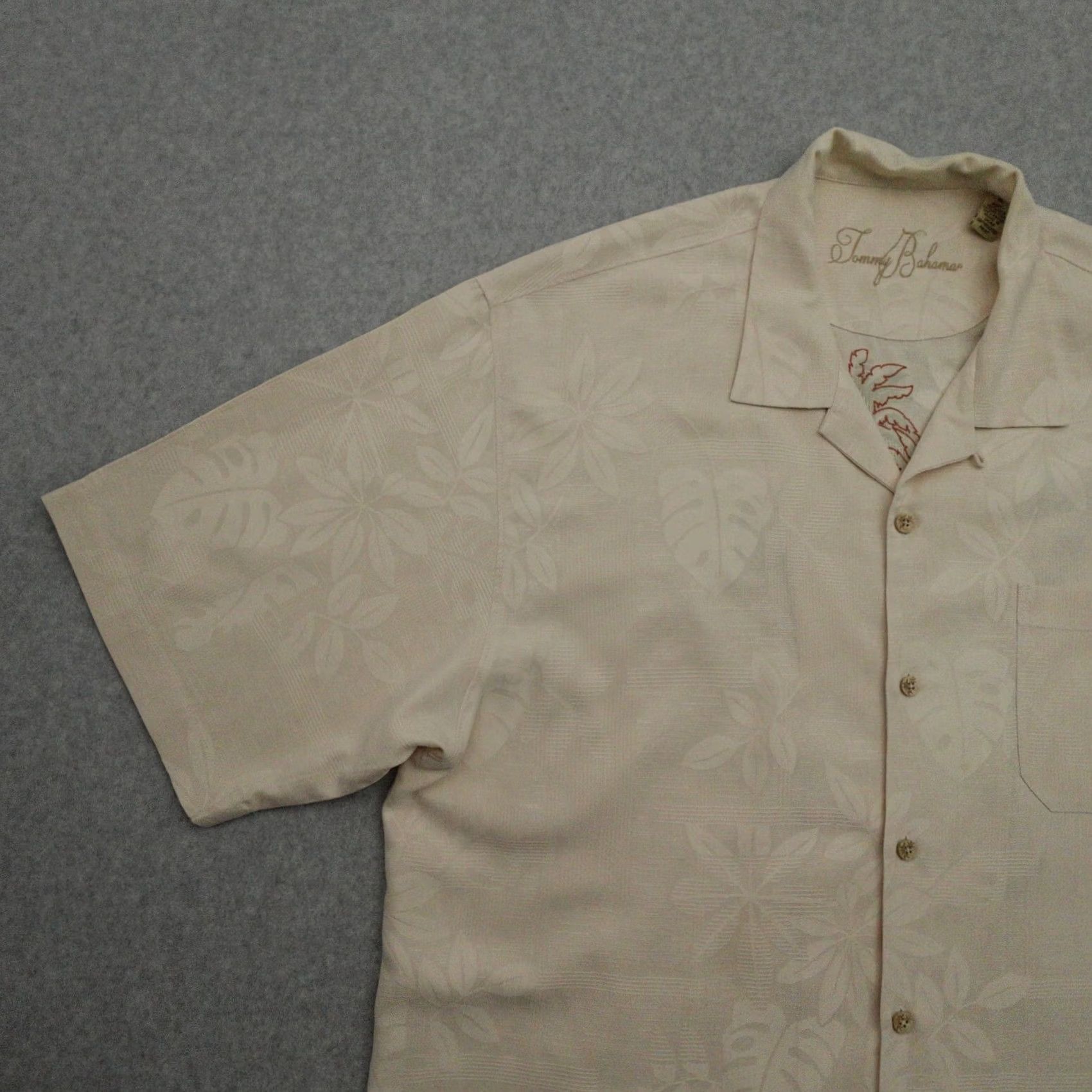 Tommy Bahama Tommy Bahama Shirt XL Beige Silk The Calypso Heat Camp Shirt Men Size US XL / EU 56 / 4 - 6 Thumbnail
