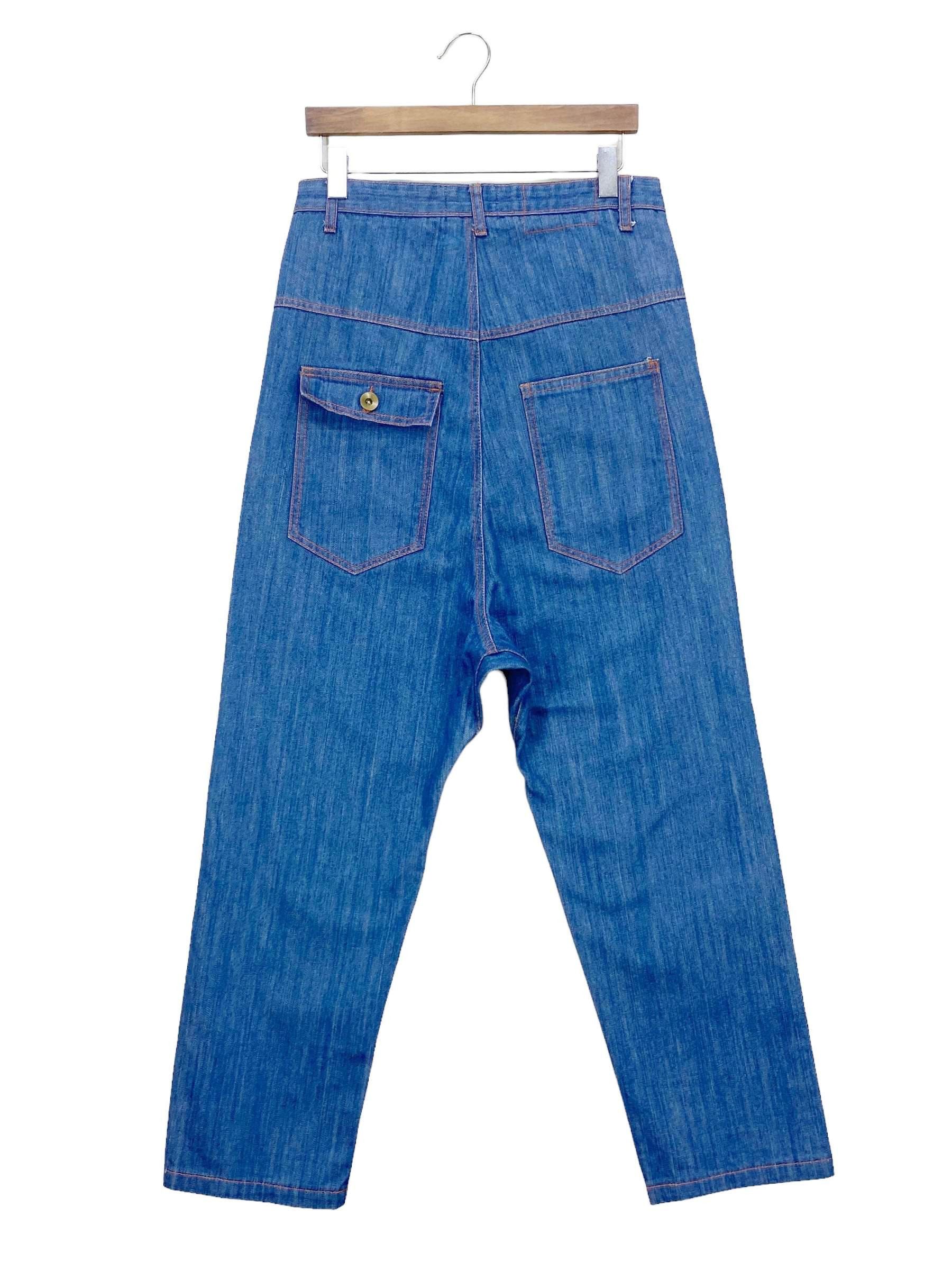 image of Ggd Tokyo Drop Crotch Jeans Pants Japanese Cool Pants in Blue, Men's (Size 30)