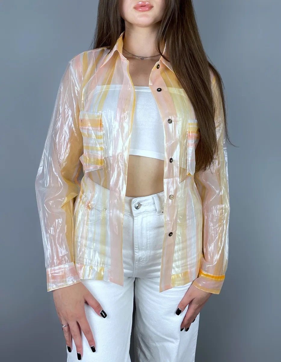 Vintage VINTAGE SS96 ISSEY MIYAKE PLASTIC TRANSPARENT PLAID SHEER Size L / US 10 / IT 46 - 18 Thumbnail