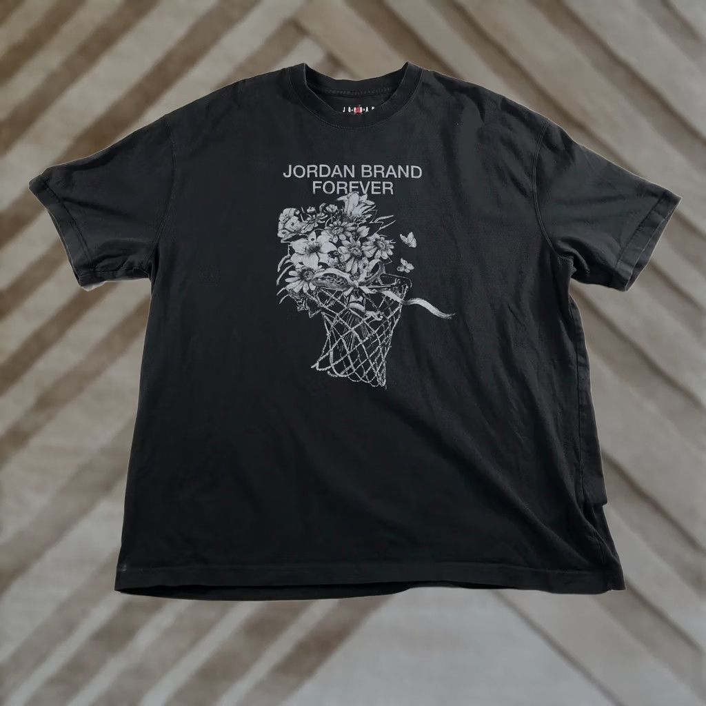 Jordan Brand Jordan Brand Nike Forever Floral Basketball Hoop Graphic T-Shirt Mens XL Black Size US XL / EU 56 / 4 - 1 Thumbnail