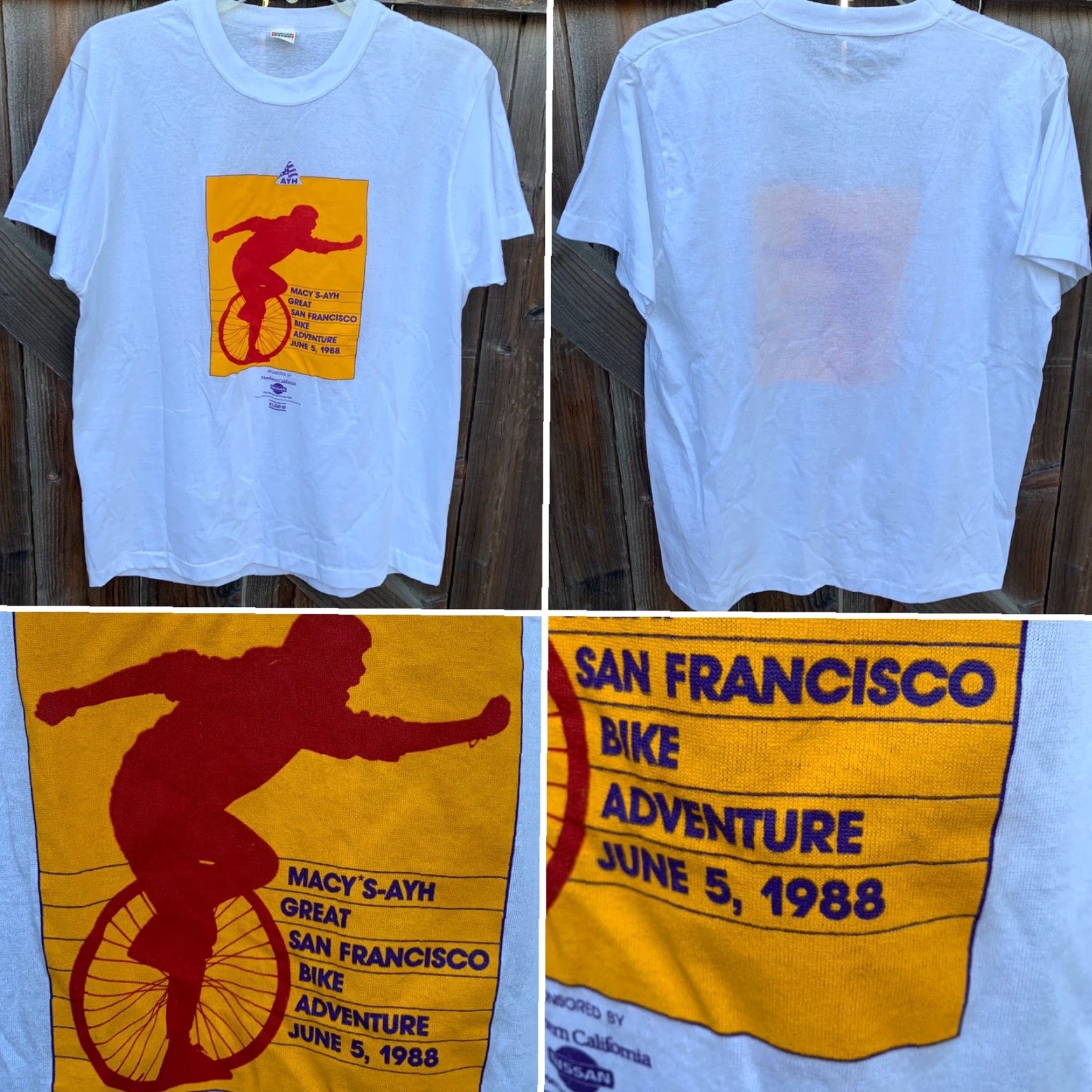 Vintage VINTAGE Macy’s-AYH Great San Francisco Bike Adventure 1988 T-Shirt L Nike? Size US L / EU 52-54 / 3 - 3 Thumbnail