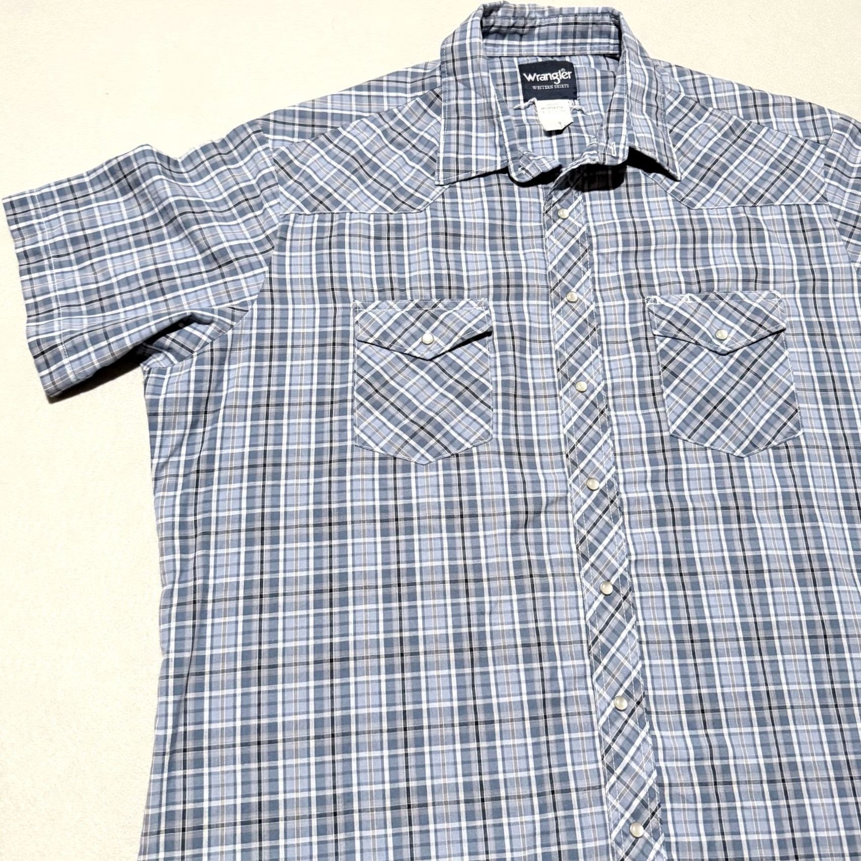 Wrangler VINTAGE Wrangler Western Shirt Men's Plaid Pearl Snap Short Sleeve Cowboy Rodeo 2XT Size US XXL / EU 58 / 5 - 3 Thumbnail