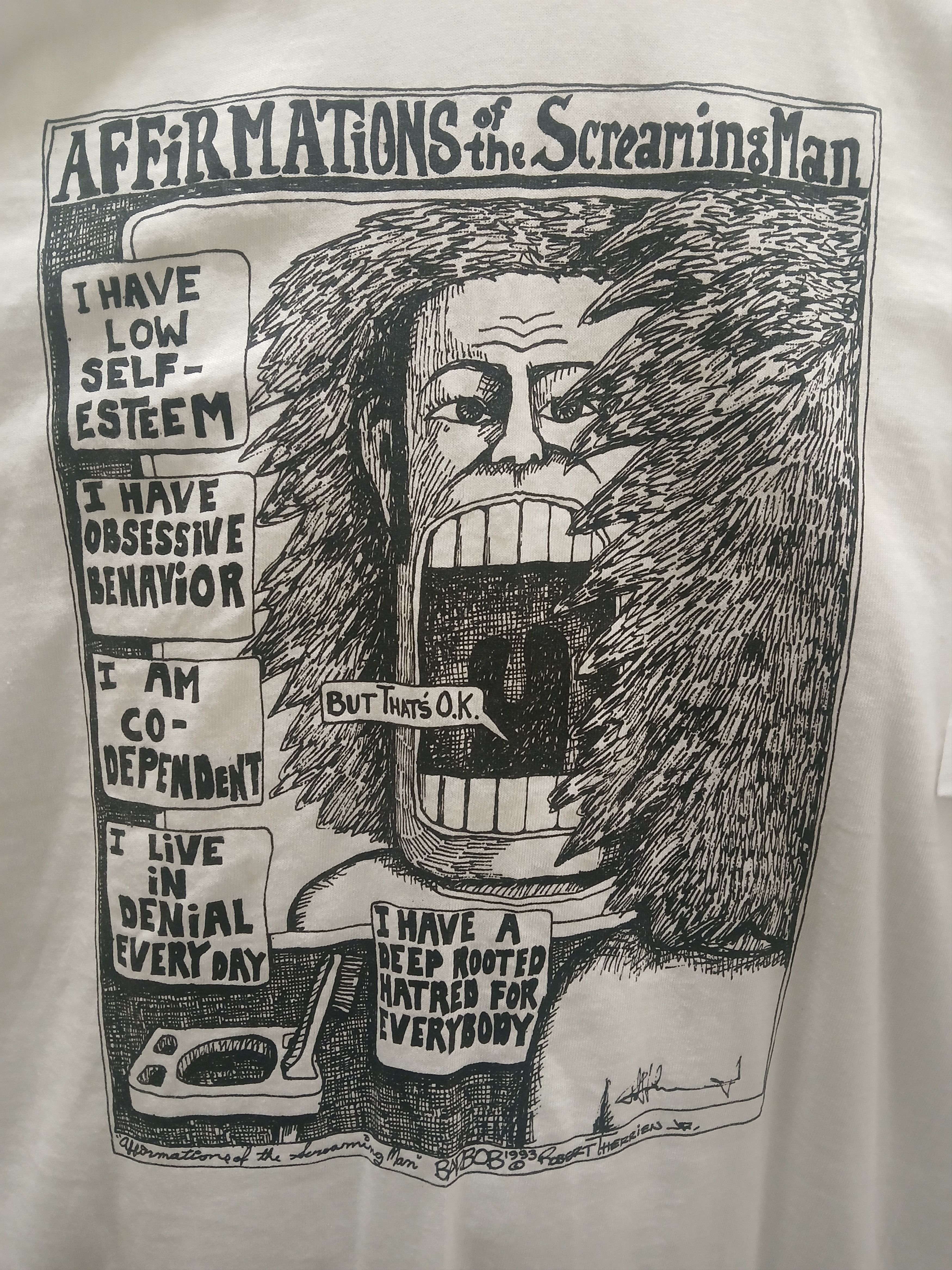 Other Vintage 90s Affirmations of The Screaming Man T-Shirt Size US XL / EU 56 / 4 - 2 Thumbnail