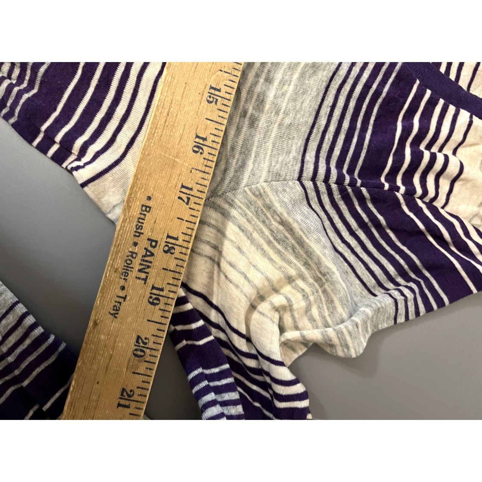 Old Navy Old Navy T Shirt Women XL Cotton Purple Gray Scoop Neck Pullover Long Sleeve Striped Basic Casual Workwear Dress up Size XL / US 12-14 / IT 48-50 - 5 Thumbnail