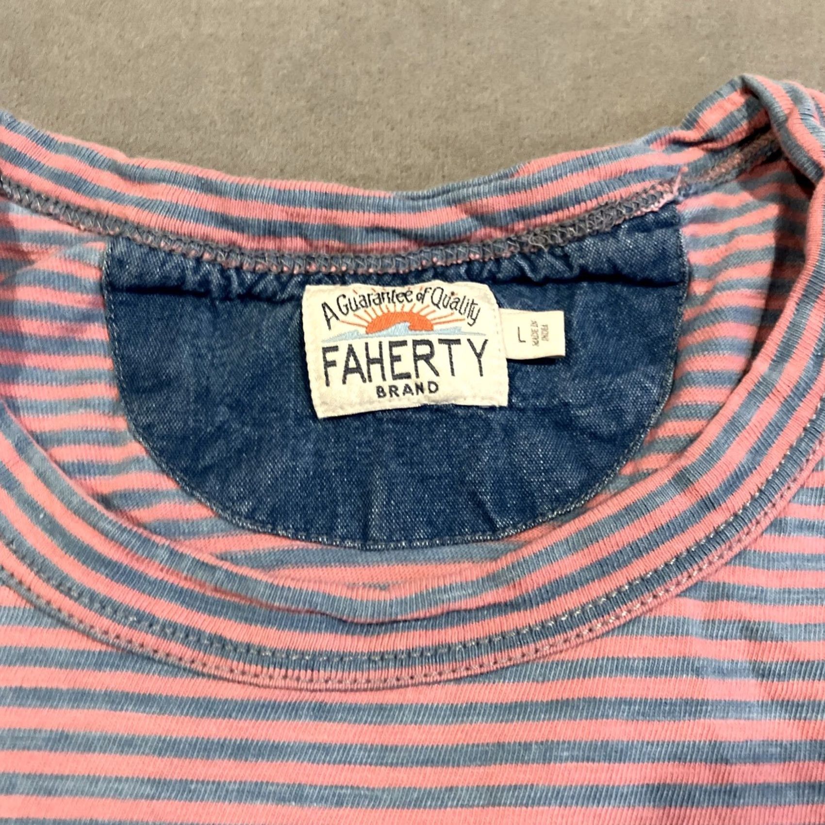 Faherty FAHERTY T Shirt Large Blue Red Striped Mens Size Size US L / EU 52-54 / 3 - 3 Thumbnail