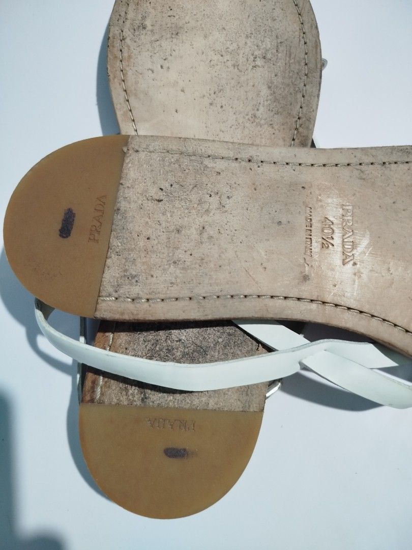Prada Prada White Strappy Sandals / Size 40.5 Size US 10.5 / IT 40.5 - 8 Thumbnail