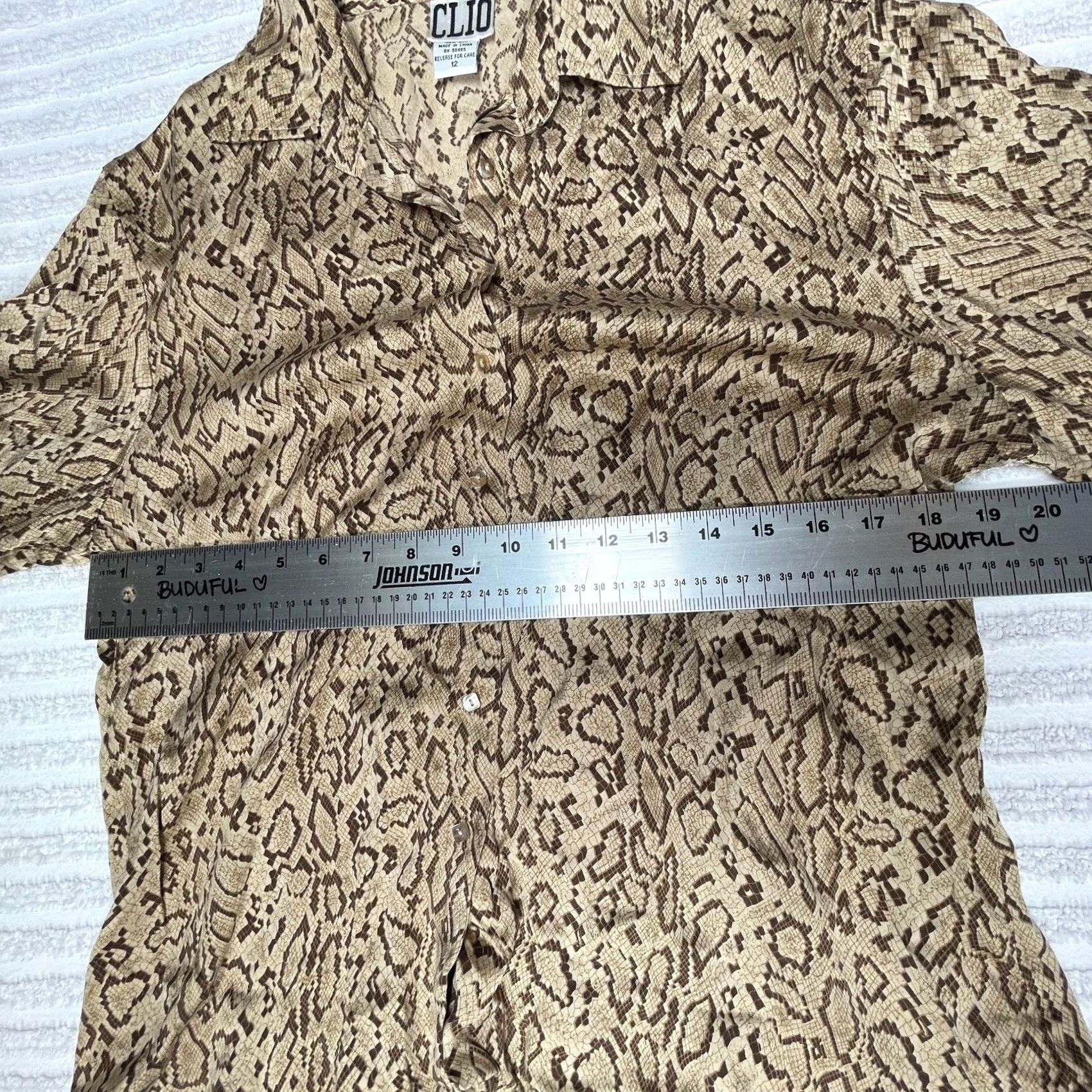 Vintage VINTAGE CLIO Women’s Button-Down Long Sleeve Snakeskin Silk Shirt Brown Size 12 Size XL / US 12-14 / IT 48-50 - 6 Thumbnail