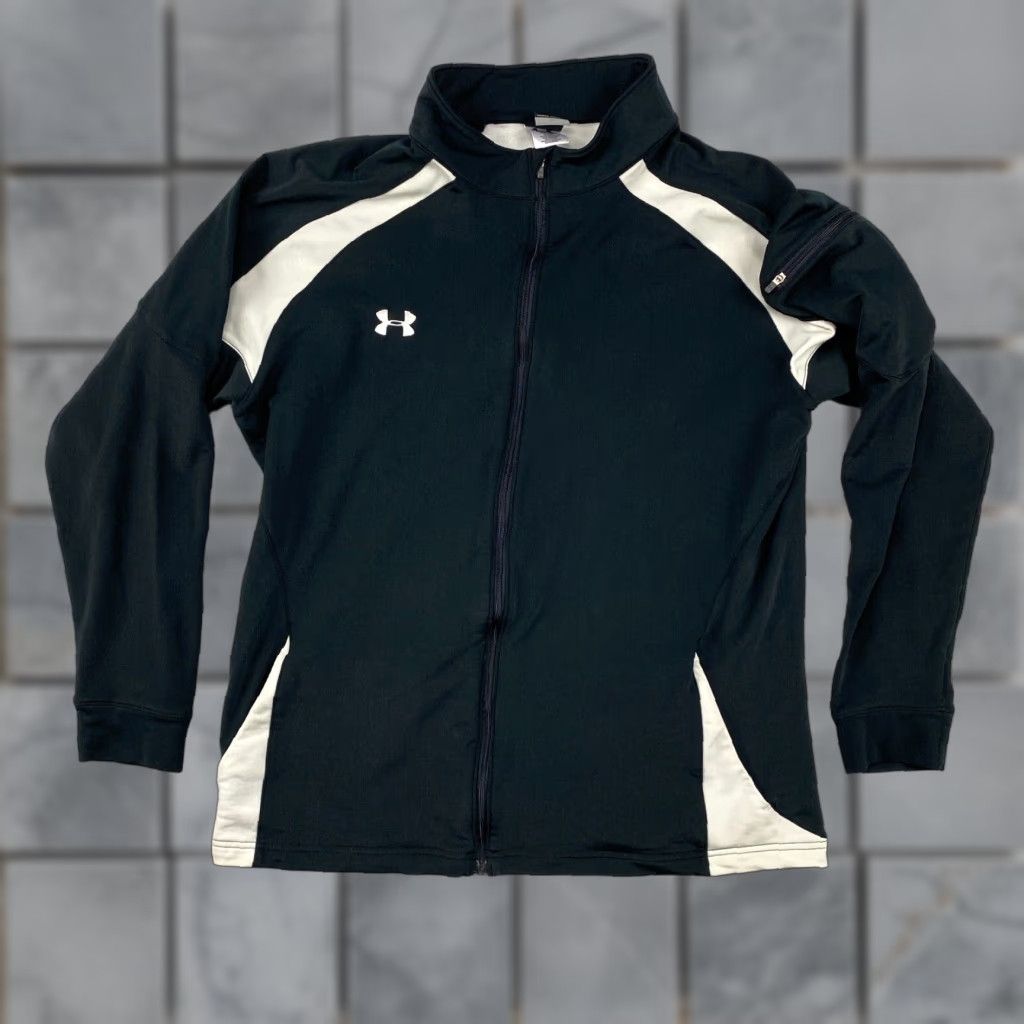 Under Armour VINTAGE? No — Under Armour Jacket Mens XL Black Full Zip Windbreaker Lined Fleece Pockets Logo Zip Size US XL / EU 56 / 4 - 1 Thumbnail