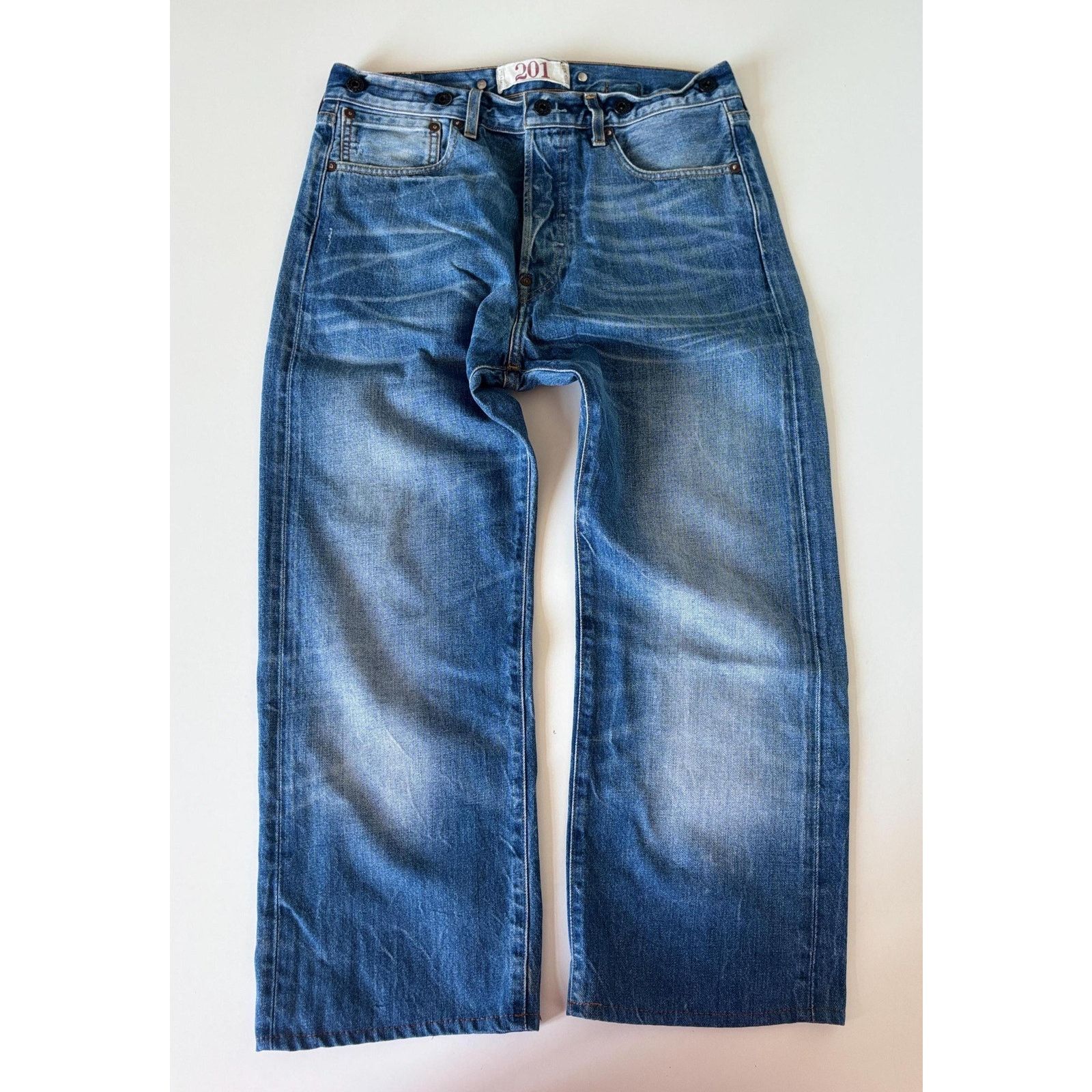 Levi's × Levi's Vintage Clothing Vintage Levi’s 201 Cinch Back Jeans Rare Repro Denim Size US 32 / EU 48 - 6 Thumbnail