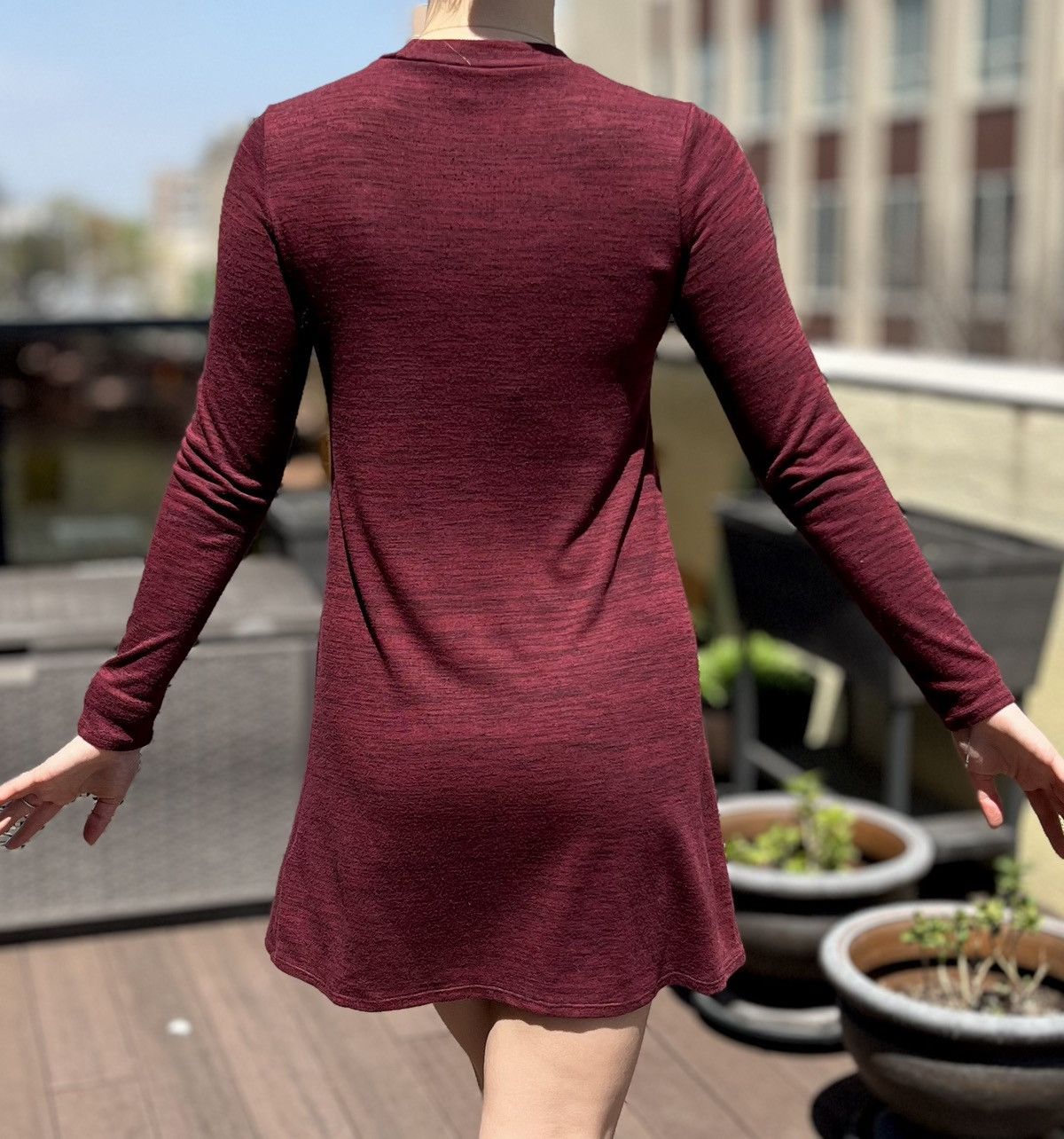 H&M H&M Burgundy Mock Turtleneck Long Sleeve Dress 2
