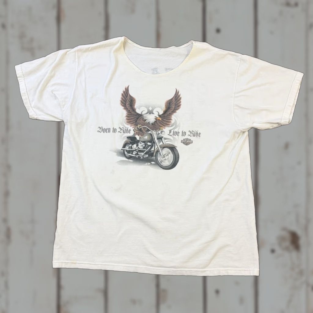 Harley Davidson VINTAGE Harley-Davidson Shirt Mens XL White Eagle Born To Ride 2001 Chicago IL Size US XL / EU 56 / 4 - 1 Thumbnail