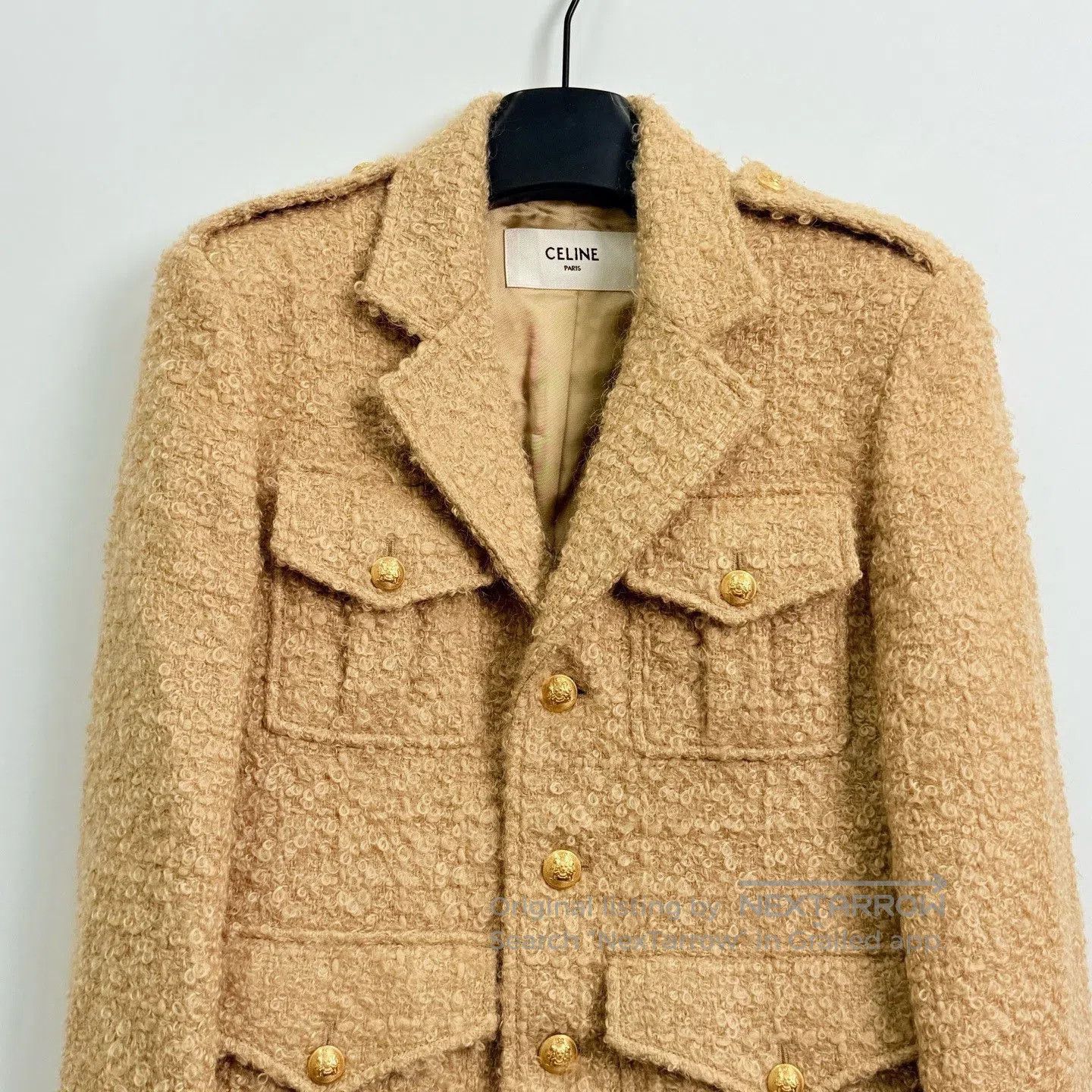 Celine Celine Camel Tweed Gold Button Coat. Size XS / US 0-2 / IT 36-38 - 2 Thumbnail