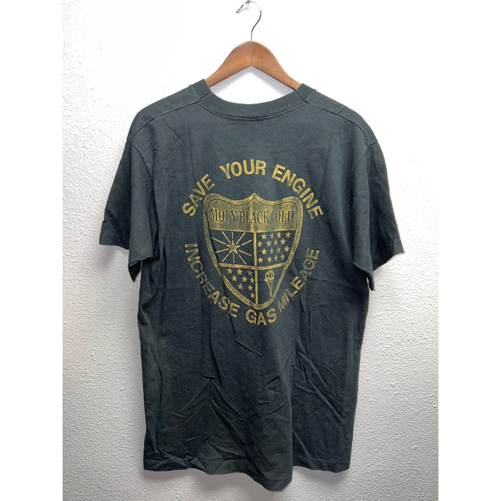 Fruit Of The Loom Vintage Moly Black Gold Shirt Save Your Engine Tee 90s Large Size US L / EU 52-54 / 3 - 5 Thumbnail