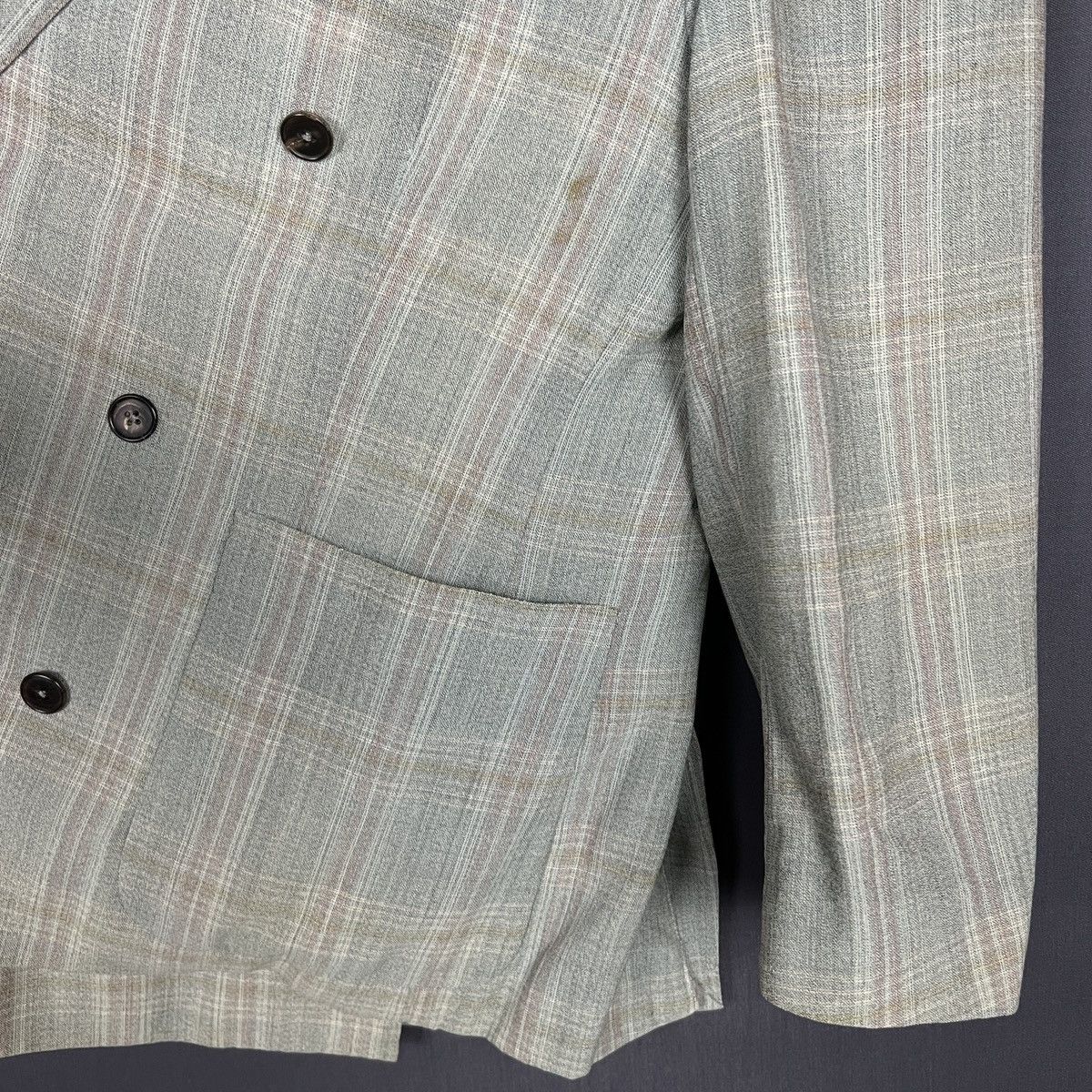 Hermes Vintage Hermès Paris Plaid Double Breasted Laine Blazer M L Size 50S - 9 Thumbnail