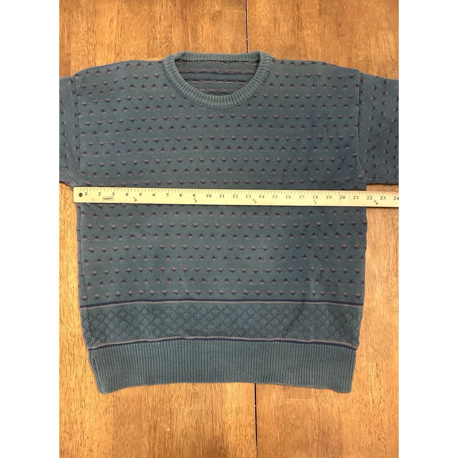 Vintage VINTAGE Green Textured Knit Sweater Crewneck Medium Men's Cotton 90s Size US M / EU 48-50 / 2 - 7 Thumbnail