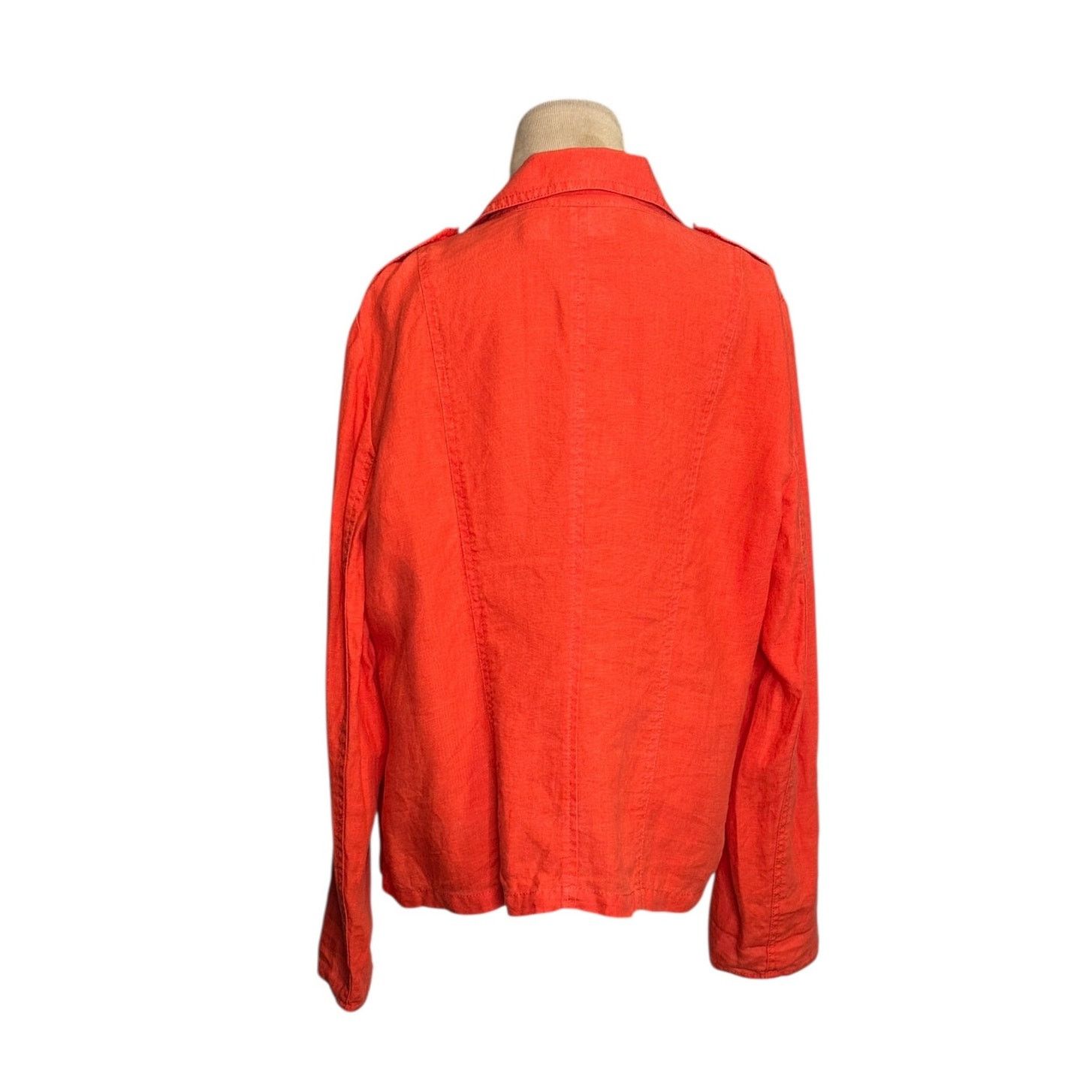 Chicos Chico’s orange linen open front moto jacket size 2 - large Size L / US 10 / IT 46 - 2 Thumbnail