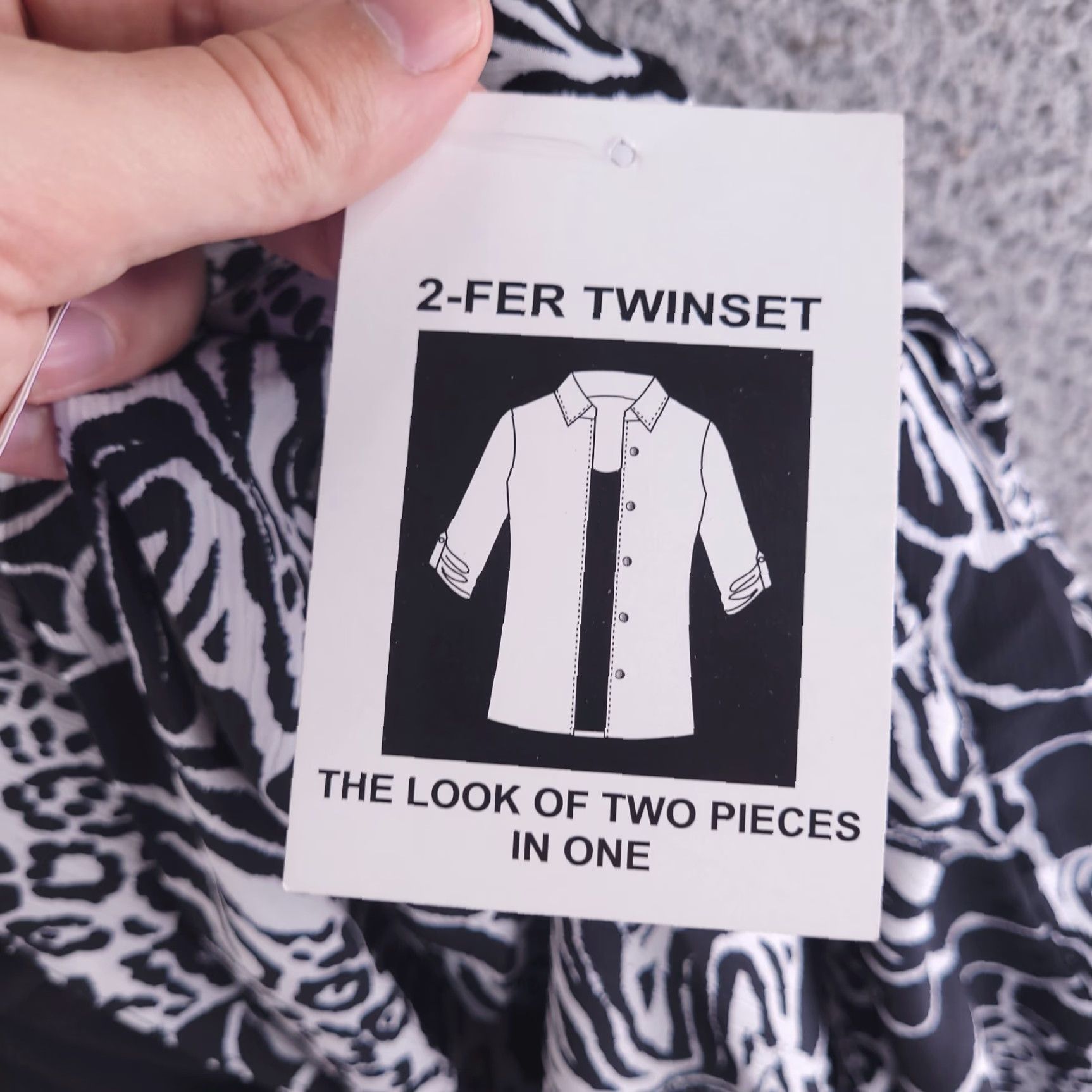 Vintage VINTAGE? No—skip. Just My Size JMS Blouse Women 4XL Black White Open Front Twofer 26-28W Size XXL / US 16-18 / IT 52-54 - 5 Thumbnail