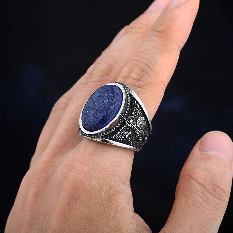 Vintage Blue Stone Ring Size ONE SIZE - 1 Thumbnail