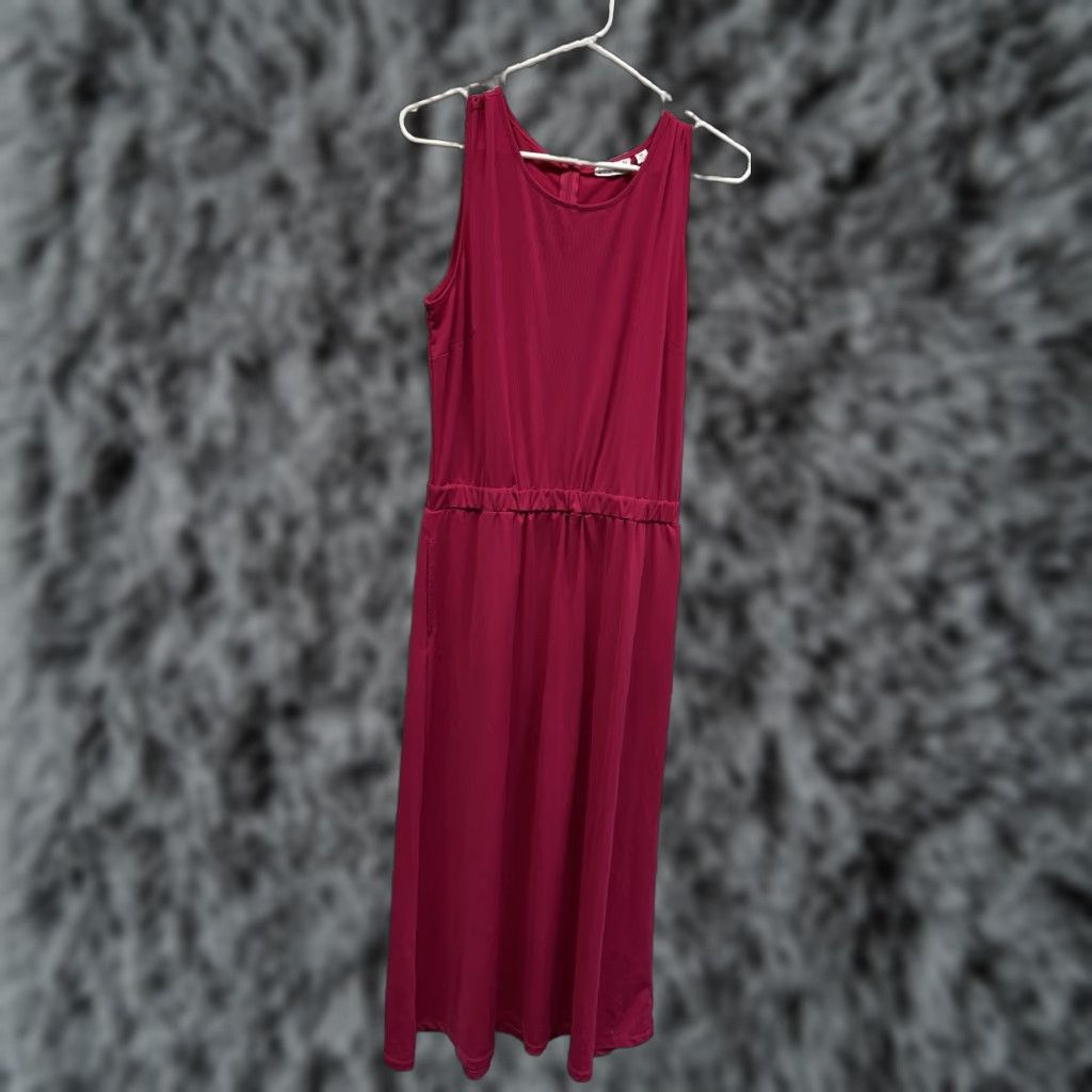 Vintage Joan Rivers Maxi Dress Womens Medium Petite Pink Solid Sleeveless Round Neck Zip Long Formal Wedding Evening Wear Office Size M / US 6-8 / IT 42-44 - 1 Thumbnail