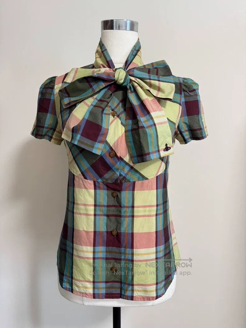 Vivienne Westwood Vivienne Westwood Bow Blouse, Bow Check Short Sleeve Size M / US 6-8 / IT 42-44 - 7 Thumbnail