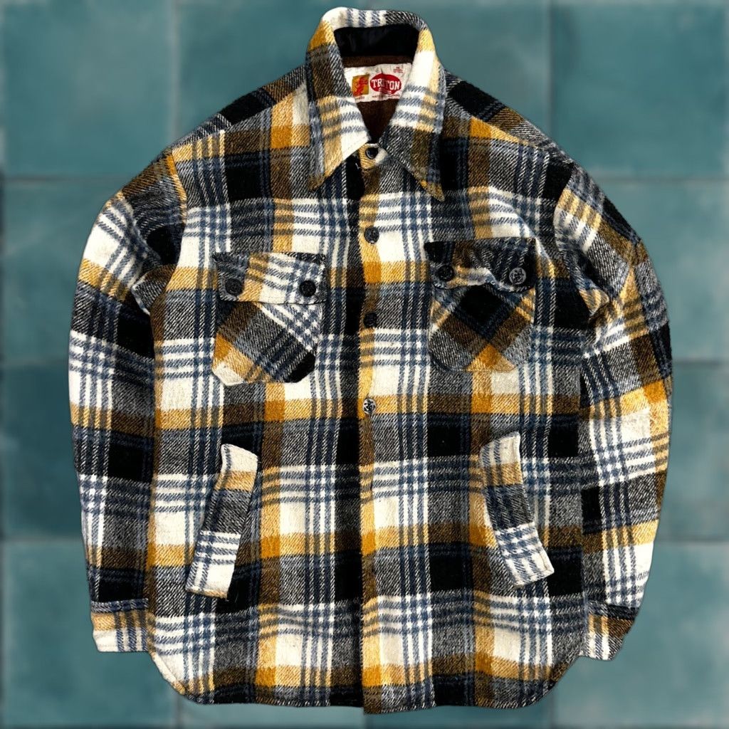 Vintage VINTAGE Triton Sportswear Mens Black Plaid Wool Tartan Work Jacket 70s Navy USN M Wool Blend Casual Vintage Look Womens? Size US M / EU 48-50 / 2 - 1 Thumbnail