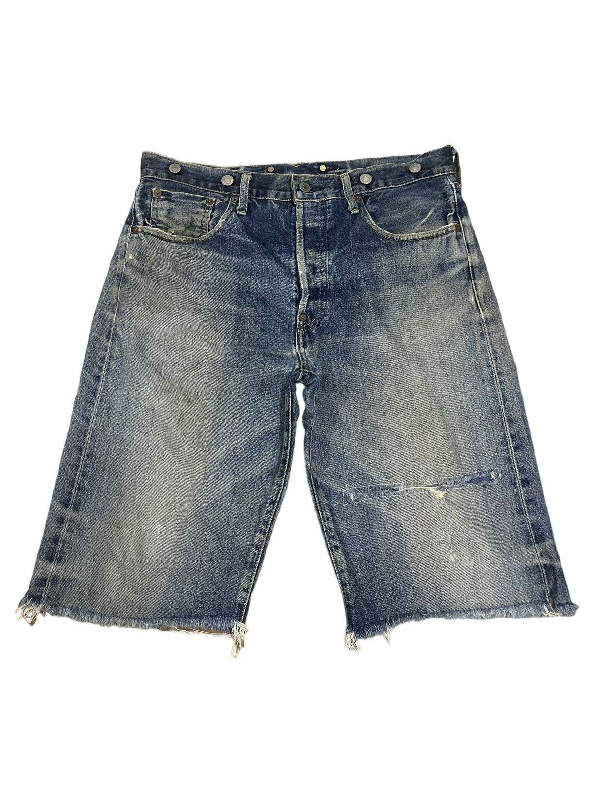 Levi's Vintage 80s Levis Blue Wash Distressed Style Short Jeans Size US 33 - 1 Thumbnail