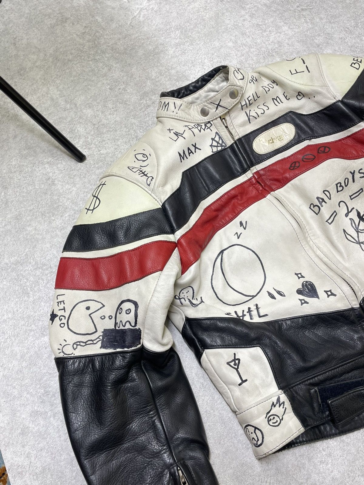 NASCAR Y2K Japan Custom Lil Peep Leather Moto Jacket Size US M / EU 48-50 / 2 - 3 Thumbnail