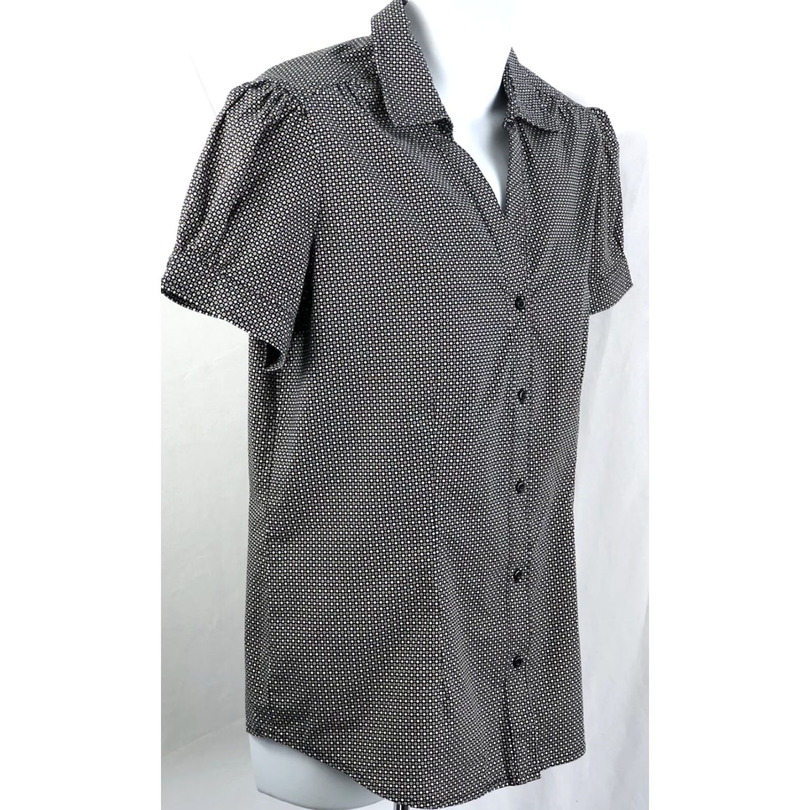 Vintage Cato Top Blouse S Black Polka Dot Short Puff Sleeve Boho Grunge Fairy Shirt Womens Size S / US 4 / IT 40 - 2 Thumbnail