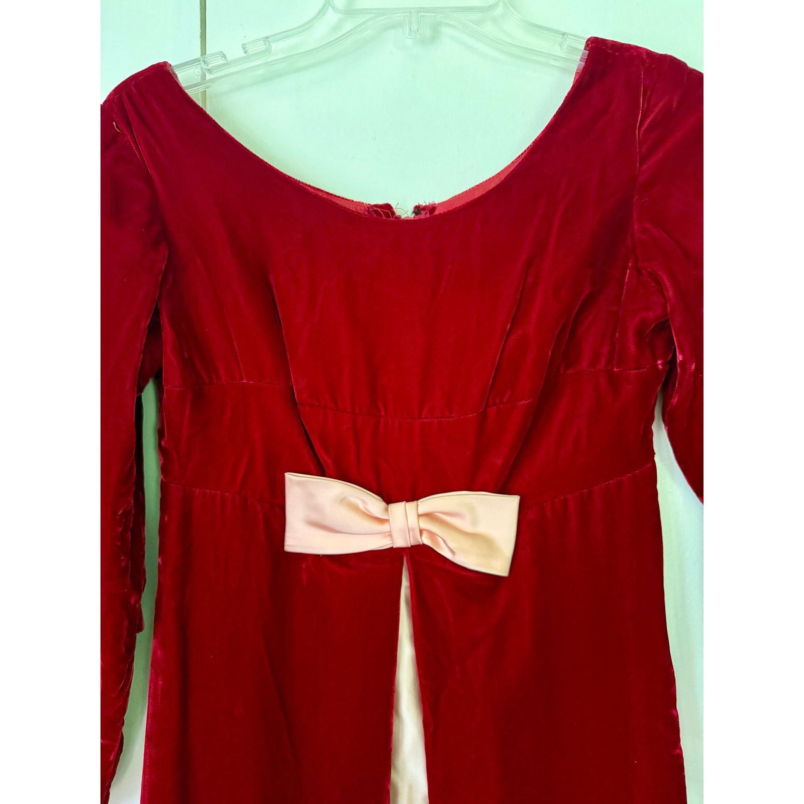 Vintage Vintage 60’s Red Velvet Bow Dress XS Renaissance Medieval Size XS / US 0-2 / IT 36-38 - 5 Thumbnail