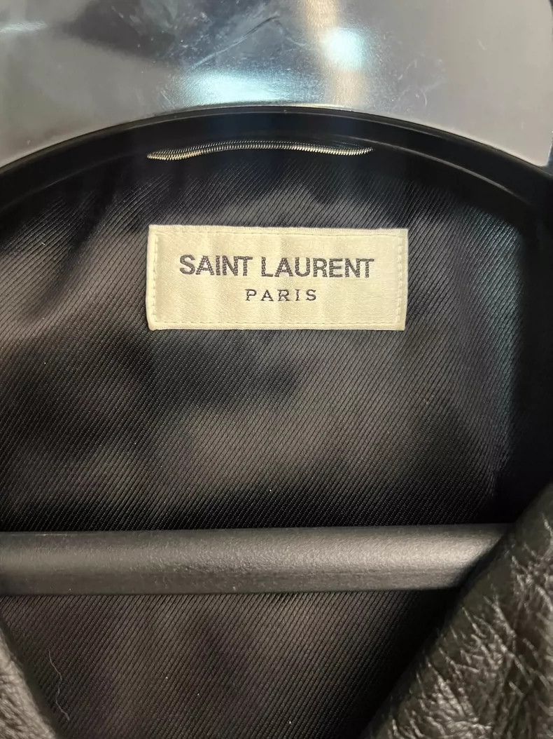 Saint Laurent Paris Saint Laurent Black Leather Jacket with Design-2506 Size US L / EU 52-54 / 3 - 3 Thumbnail