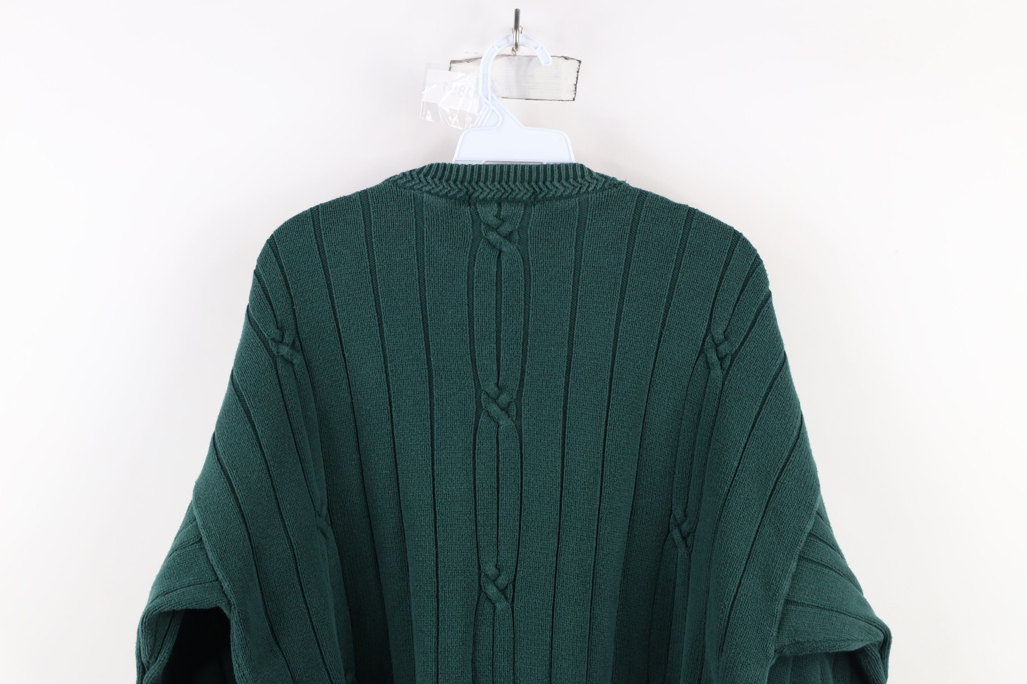 Nautica Vintage 90s Nautica Chunky Ribbed Cable Knit Sweater Green Size US L / EU 52-54 / 3 - 10 Thumbnail