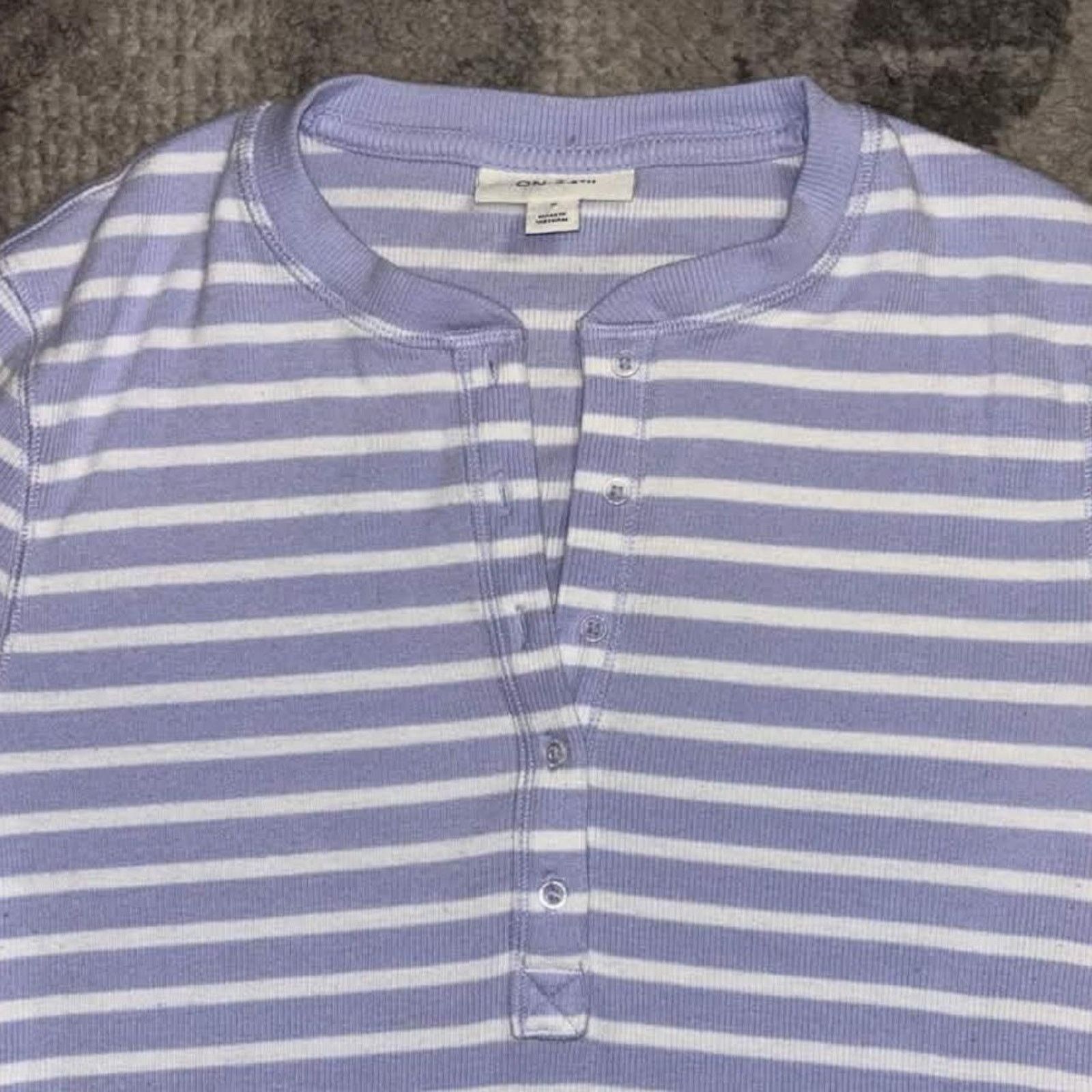 Other Y2K On 34th Striped Henley Shirt / Sweater Size S / US 4 / IT 40 - 2 Thumbnail