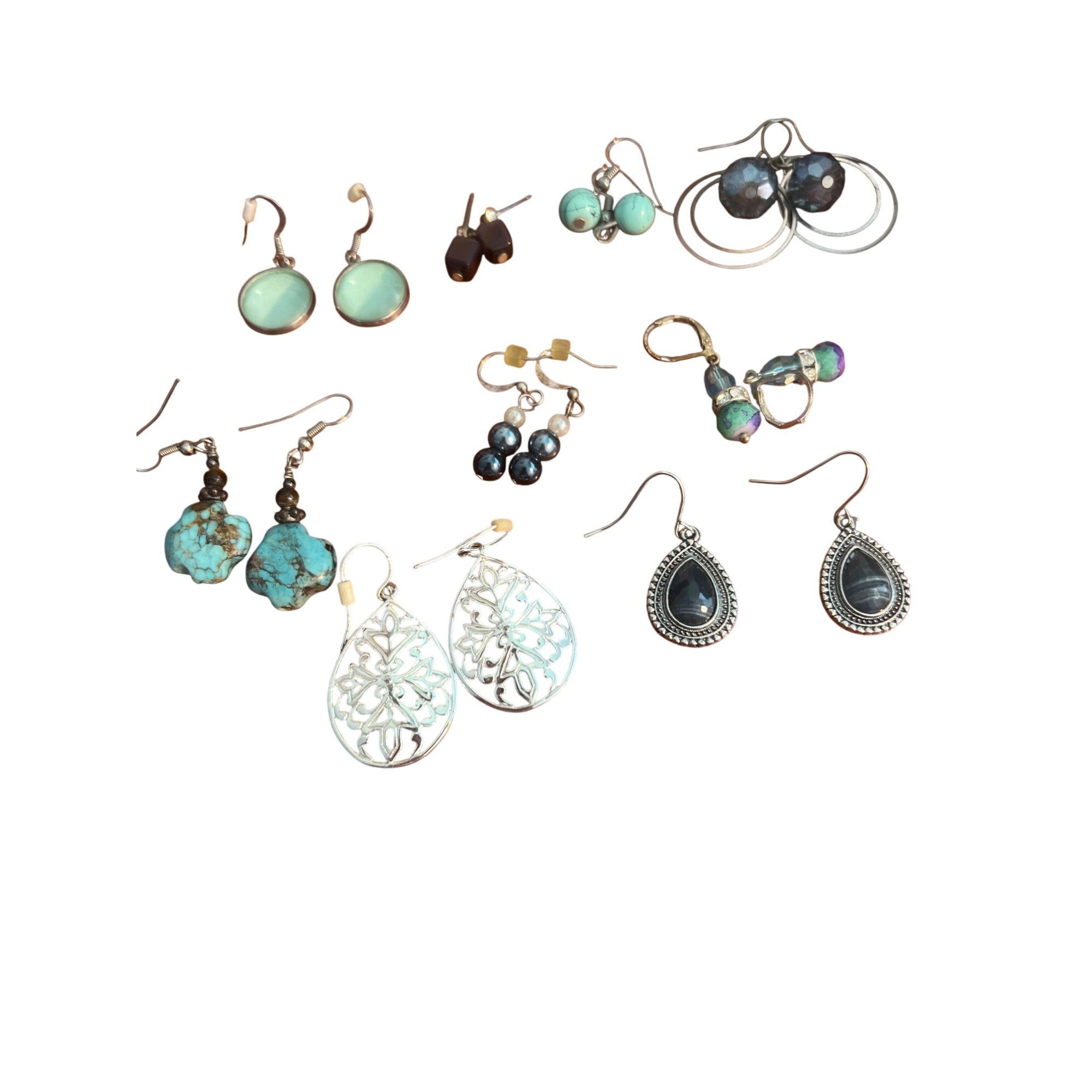 Other Lot 9 Pairs of Pierced Earrings Dangle Drop Silver Tone Blue Size ONE SIZE - 1 Thumbnail