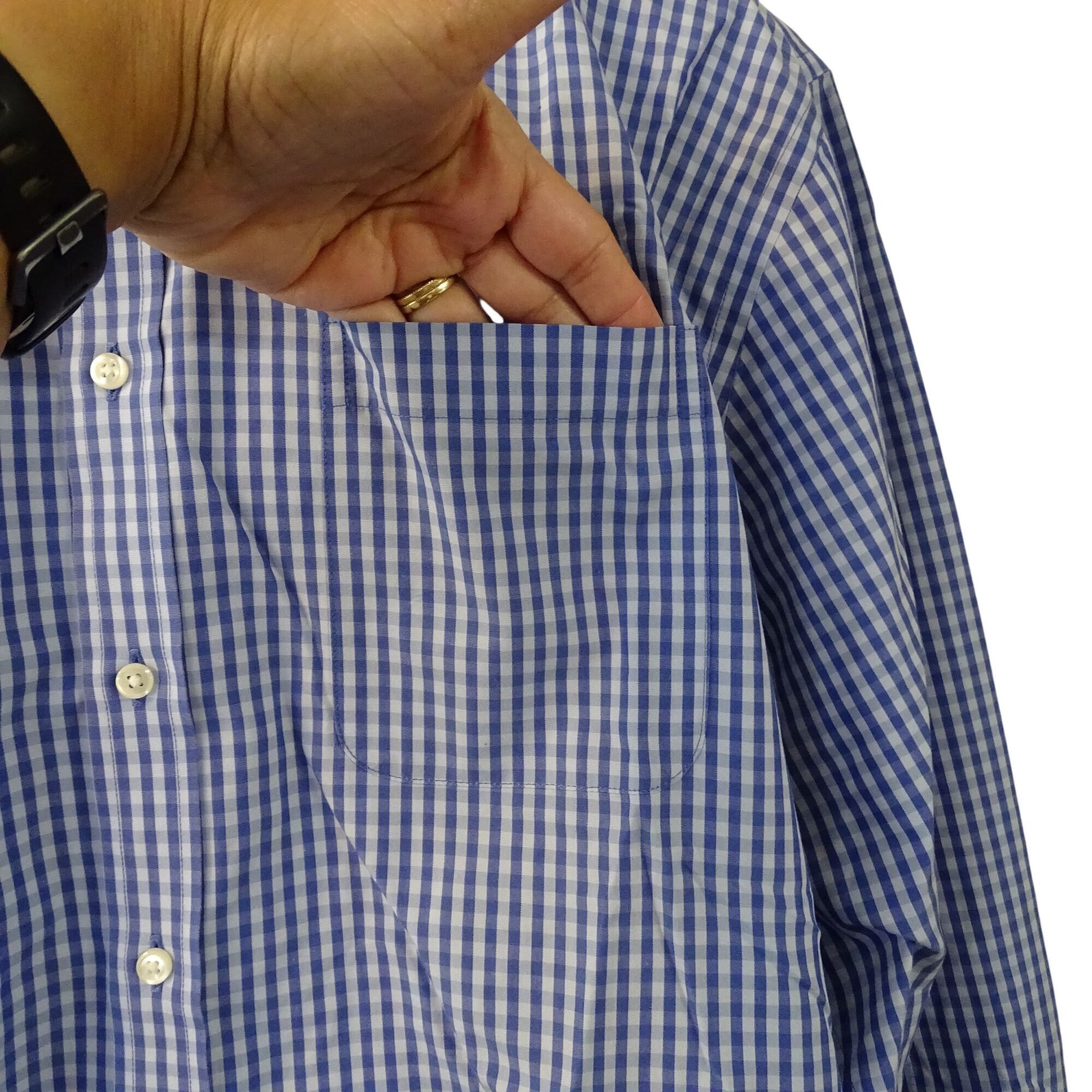 Nordstrom Nordstrom Dress Shirt Blue Plaid Wrinkle Free Size 17.5 Size US XL / EU 56 / 4 - 3 Thumbnail