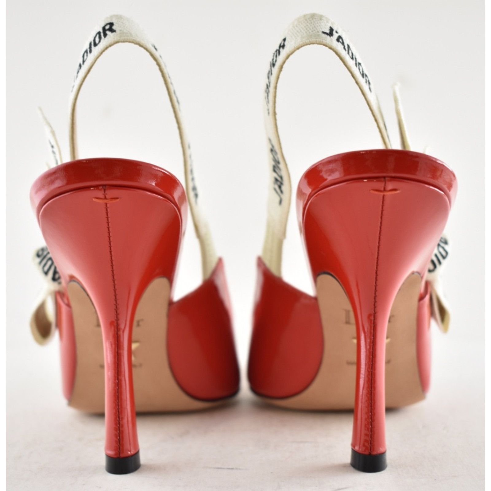 Dior Dior J'adior Red Patent White Black Ribbon Logo Slingback Size US 6 / IT 36 - 11 Thumbnail