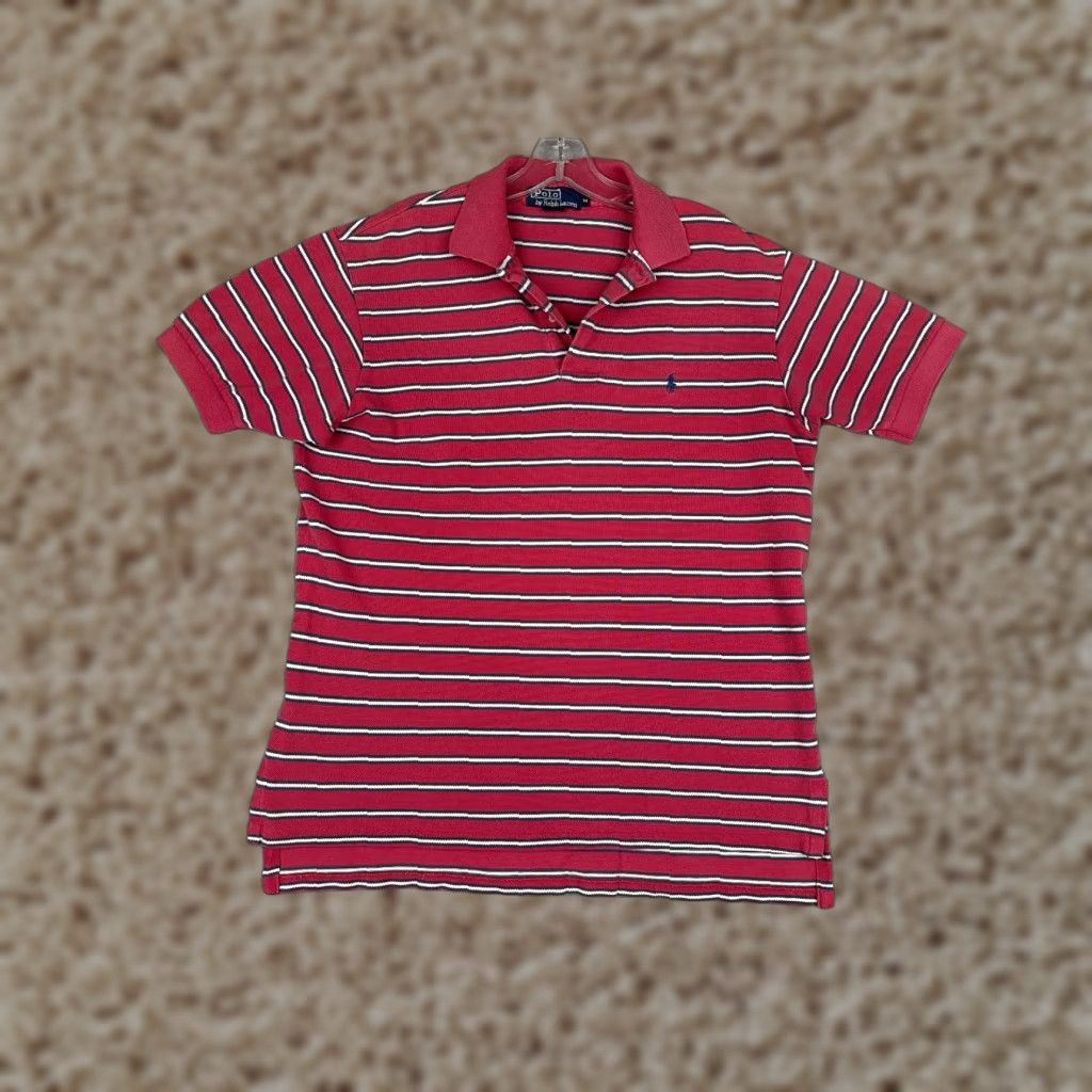 Ralph Lauren VINTAGE Ralph Lauren Polo Shirt Mens M Red Stripe USA Polo Shirt Short Sleeve 100% Cotton Size US M / EU 48-50 / 2 - 1 Thumbnail