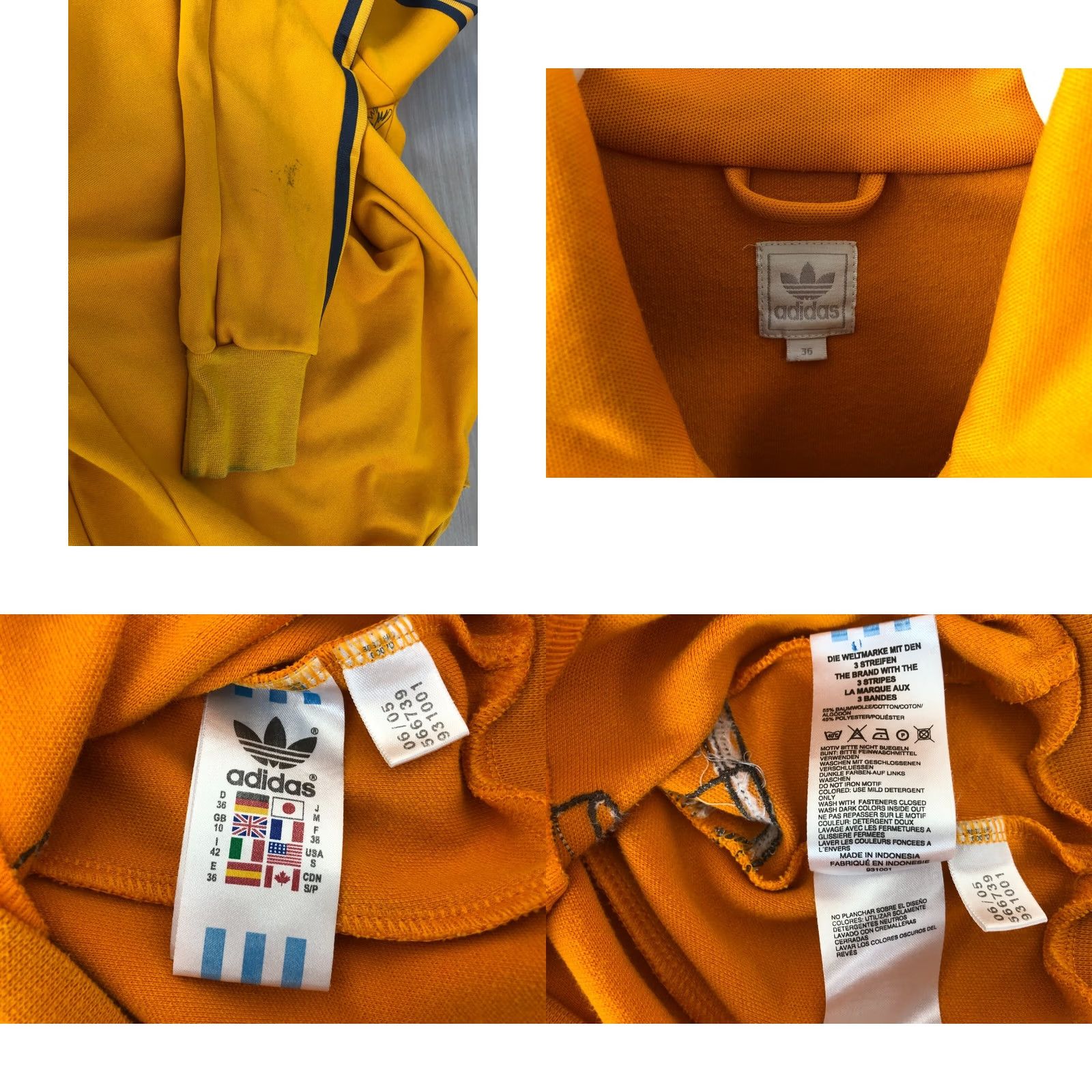 Adidas adidas Zip Track Jacket Cotton Blend Men Size S Yellow Jacket Size US S / EU 44-46 / 1 - 8 Thumbnail