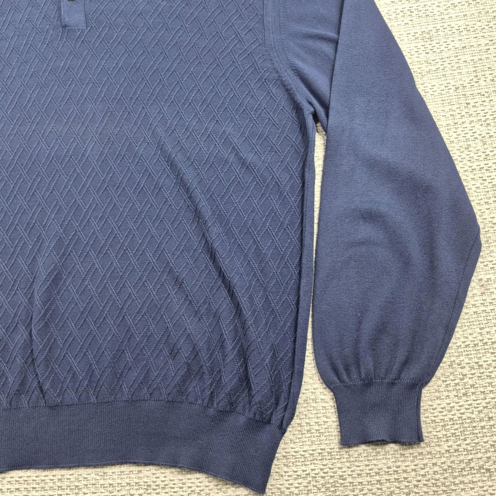 Vintage Toscano Mens 2XL Blue Argyle Knit Pullover Sweater Collared Cotton Rayon Made Italy Size US XXL / EU 58 / 5 - 2 Thumbnail