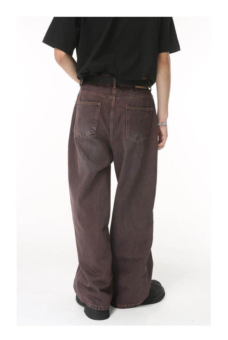 Japanese Brand Simple washed distressed basic straight loose purple jeans Size US 32 / EU 48 - 3 Thumbnail