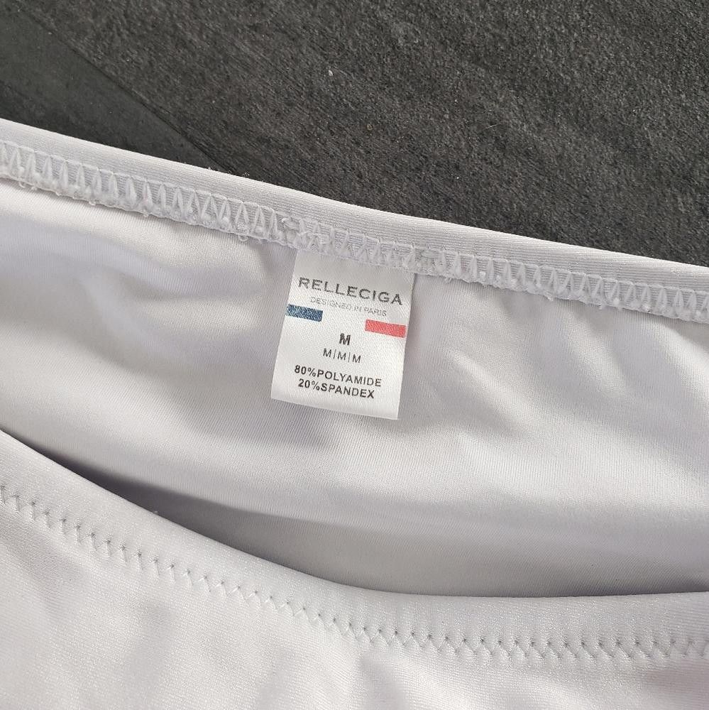Designer White Metallic RELLECIGA High Waist Bikini Bottoms Size ONE SIZE - 4 Thumbnail