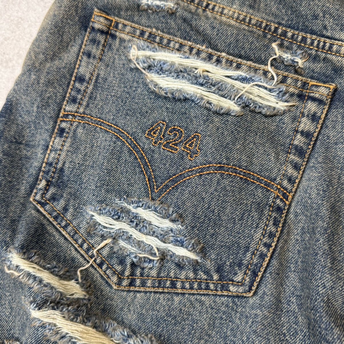 424 424 Big Daddy Thrashed Ripped Denim Short Size US 34 / EU 50 - 3 Thumbnail