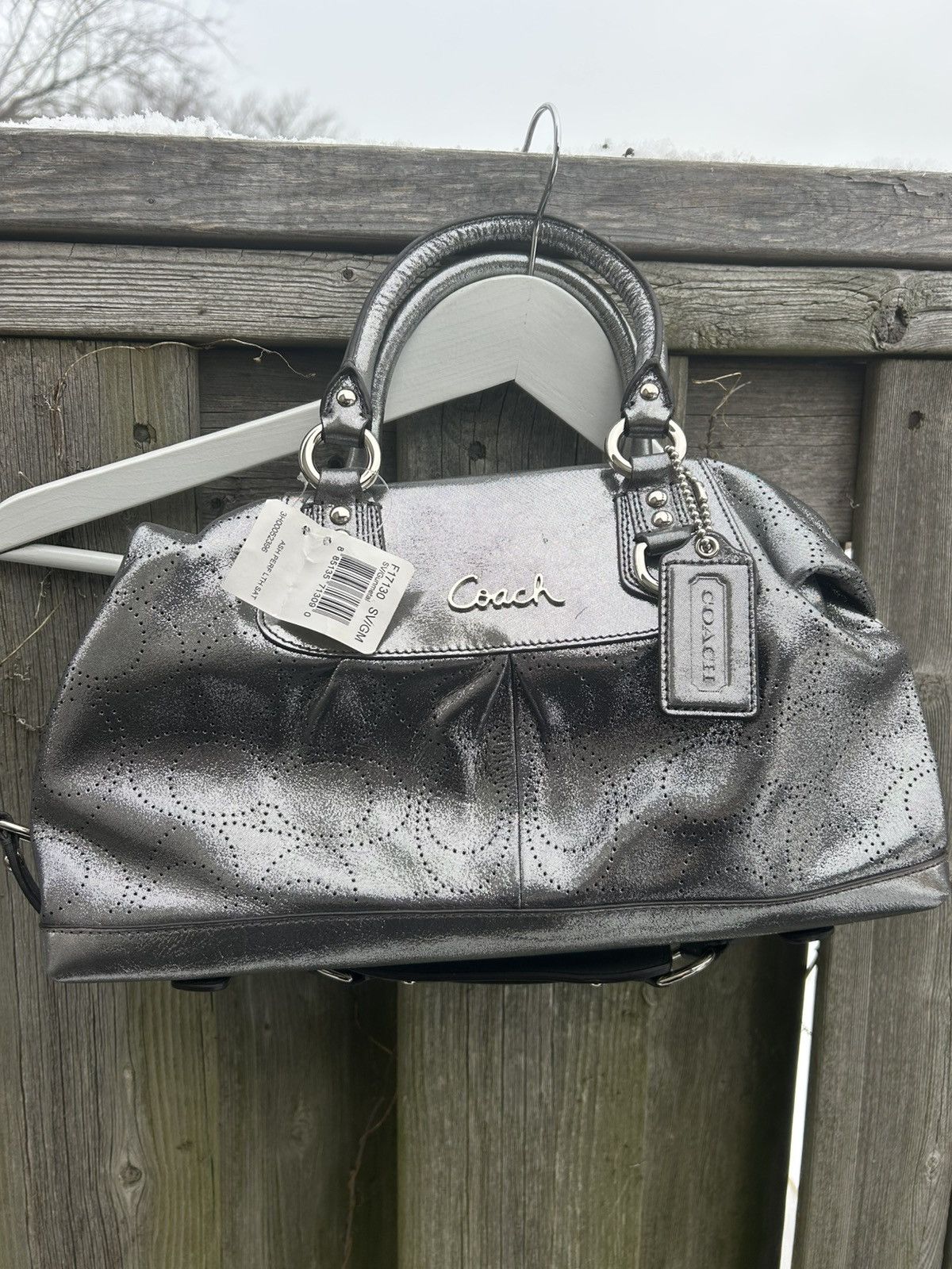 Coach NWT Y2K Coach Ashley Perforated Gunmetal Bag Silver Gunmetal Size ONE SIZE - 1 Thumbnail