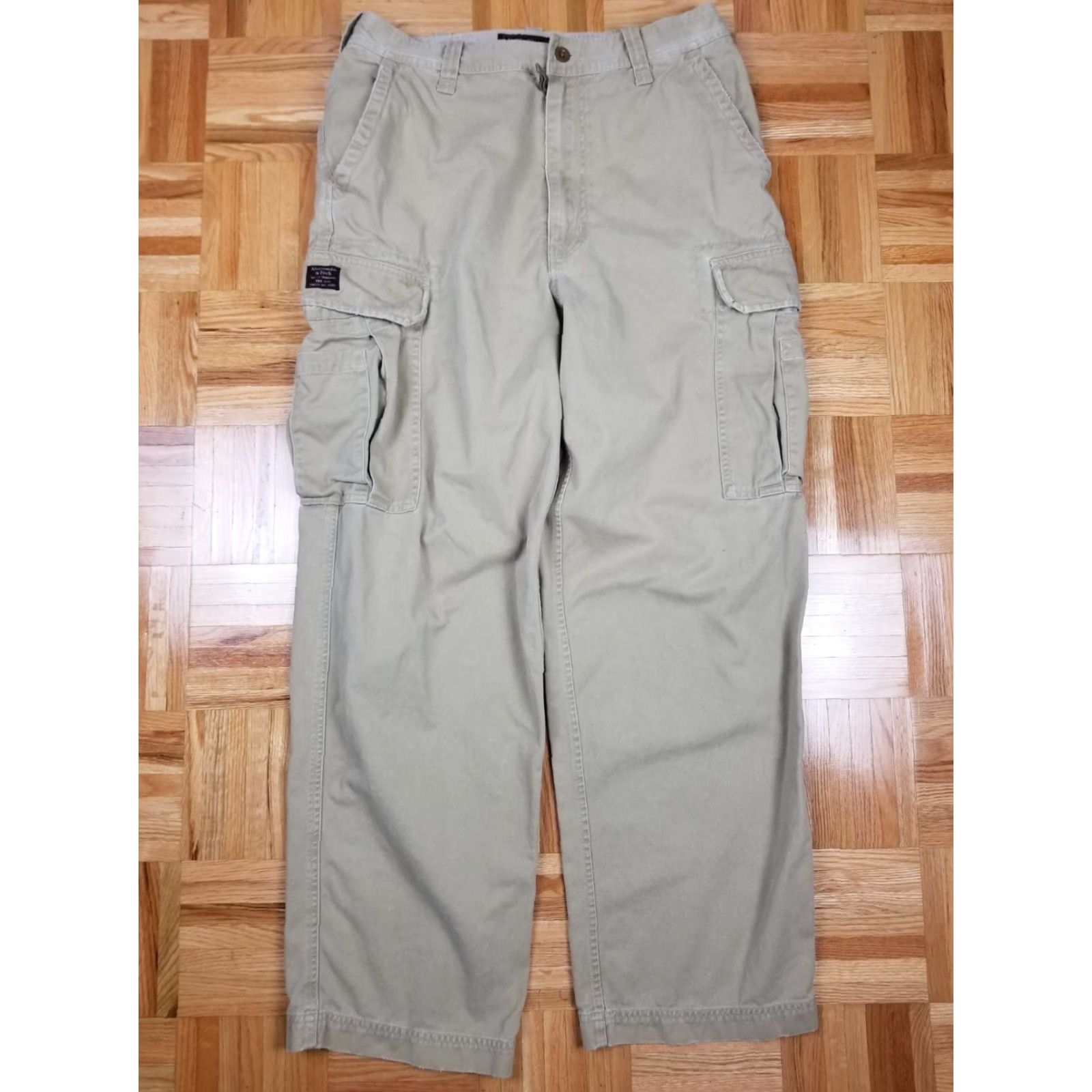 Abercrombie & Fitch VINTAGE Abercrombie & Fitch BROWN COTTON CARGO PANTS 31L Men Regular 32x31 42 INSEAM 31 INCH 90's Hip Hop Baggy Style Cargo Pants Mens Size US 31 - 2 Thumbnail