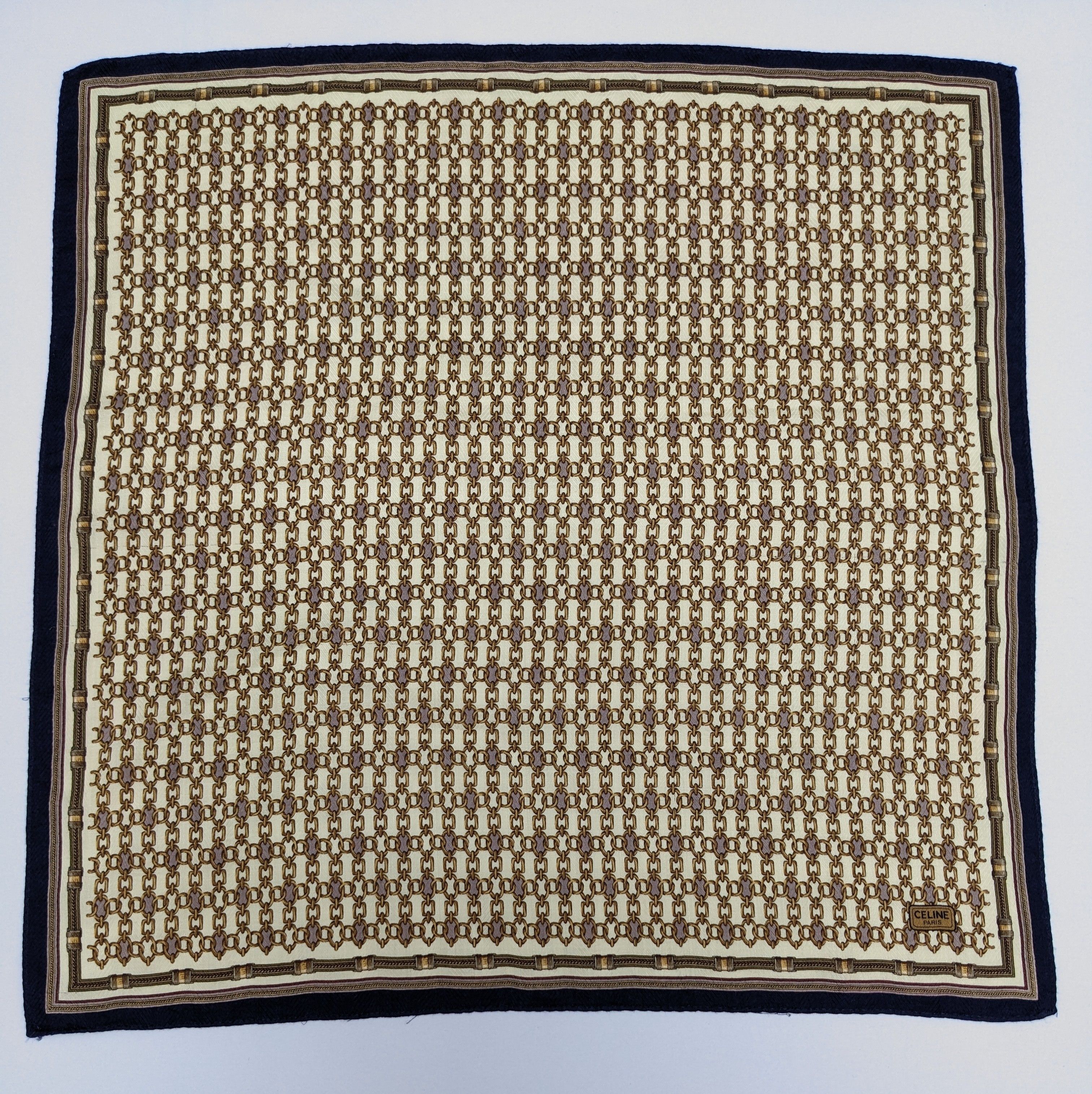 Celine VINTAGE CELINE PARIS GOLD CHAIN MACADAM SILK HANDKERCHIEF Size ONE SIZE - 3 Thumbnail